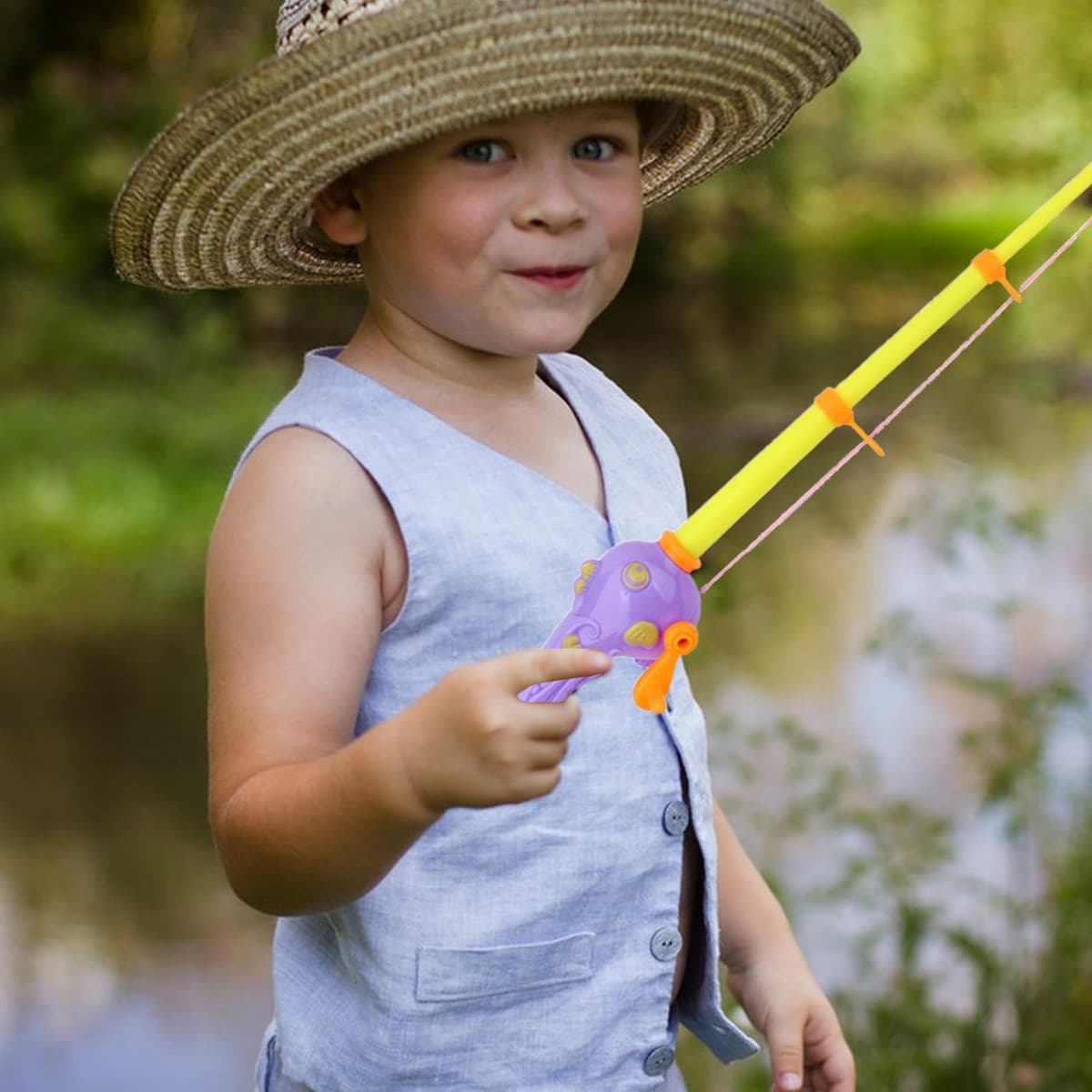 Kids Pretend Fishing Pole – Colorful Magnetic Rod Set, Compact 17-20cm | Friendly Lightweight Durable Bath Pool Toy Creative Learning Game Early Childhood Entertainment Hand Coordi — view 2