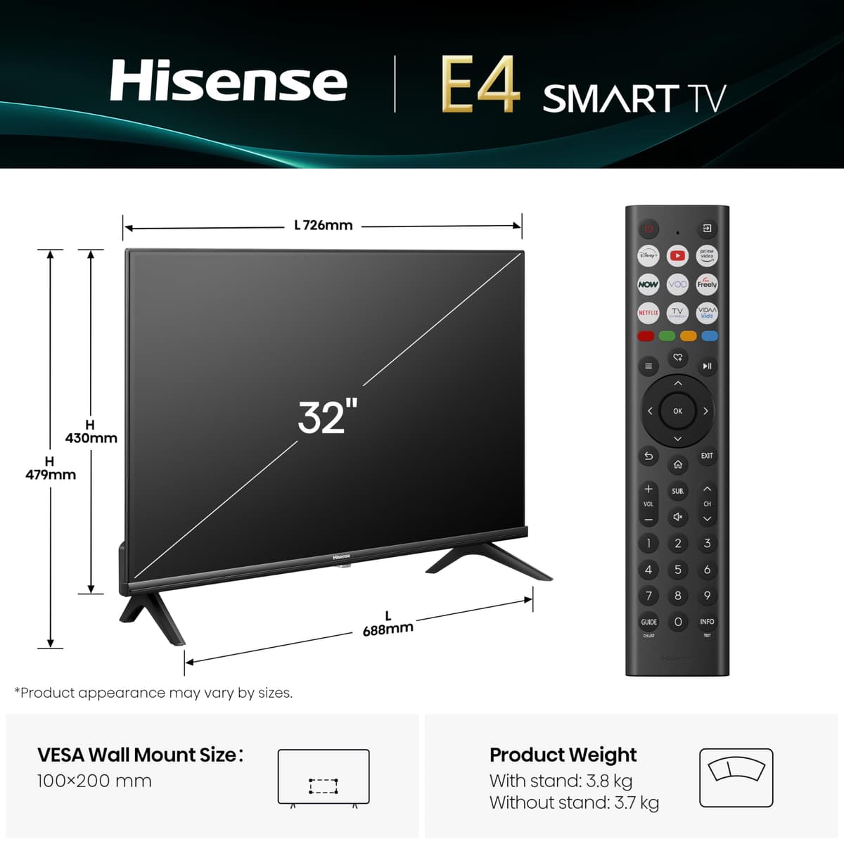 Hisense 32 Inch 32E4QTUK HD LED TV 2025 - Direct Lit LED, Dolby Audio, Natural Colour Enhancer, Games and Sports with Freely, Disney+, YouTube, Netflix — view 4
