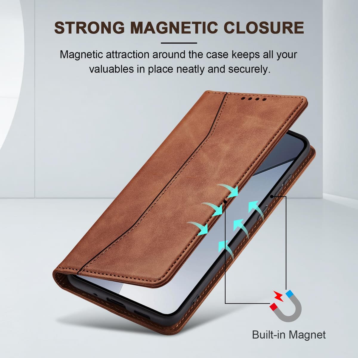 Jasonyu Funda para Xiaomi Poco F8 Pro,Cuero PU Carcasa,Tipo Libro Flip Case con Tarjetas y Cartera,Soporte Plegable,Cierre magnético,Capa (Marrón) — view 3