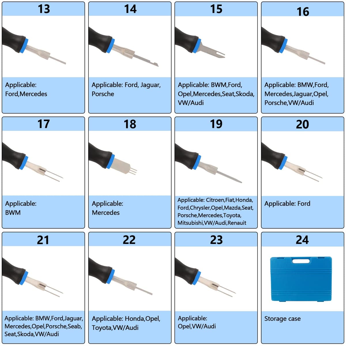 KAISAL 23 Pcs Automotive Terminal Removal Tool Kit Carbon Steel Car Terminal Release Tool Universal Electrical Wiring Connector — view 5