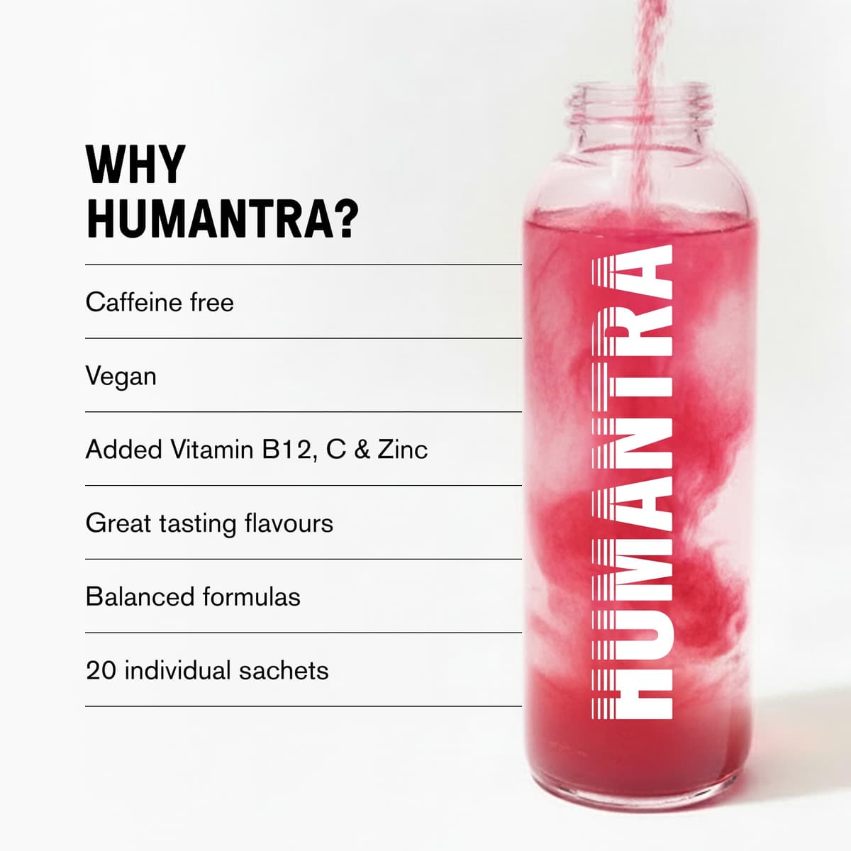 Humantra Electrolytes Powder - Black Cherry Flavor, 20ct - Powdered Hydration Sachets - Plant-Based Electrolyte Powder with 6 Electrolytes - Vegan, Sugar Free, Gluten Free — view 4