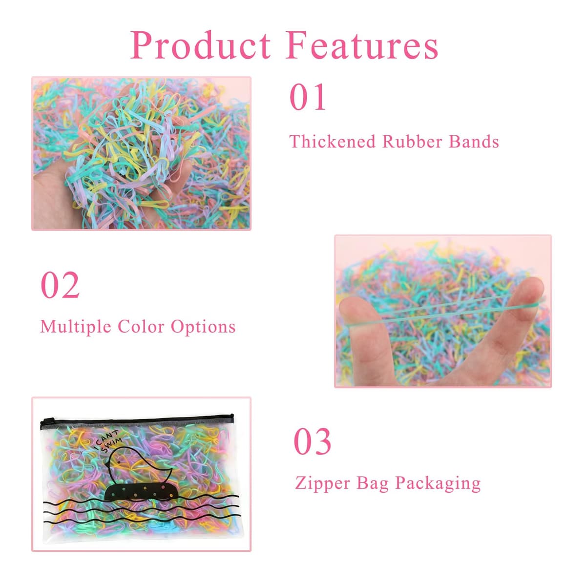 1200 Piezas Mini Gomas de Pelo, Coletero Elástico Bandas Suaves Multicolor, Para Niños, Cintas de Trenzado, Trenzas, Peinado de Boda y Más — view 3