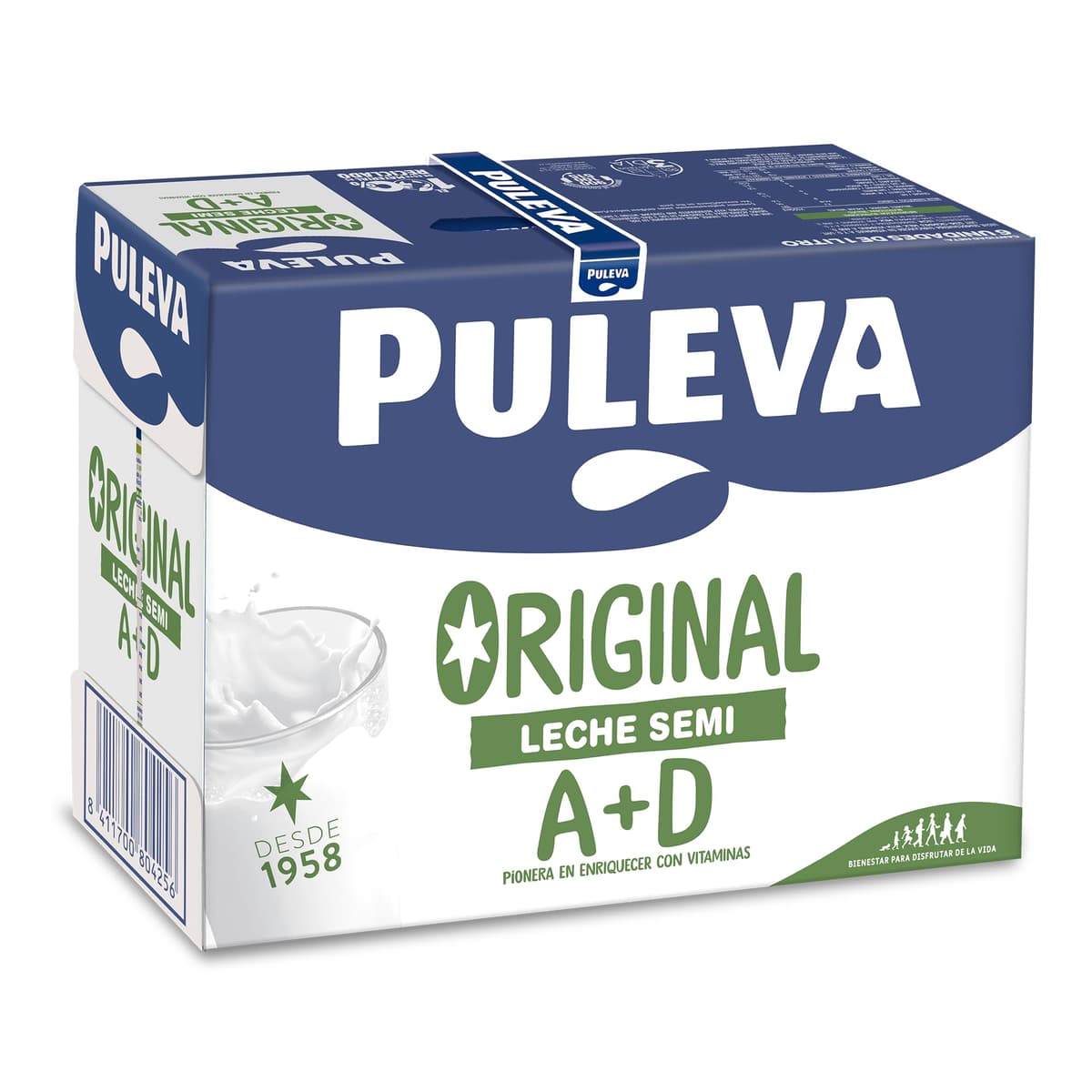 Puleva Original - Leche Semidesnatada con Vitaminas A y D - Sin Azúcar Añadido y Sin Gluten - Brik UHT Pack 6 x 1L — view 3