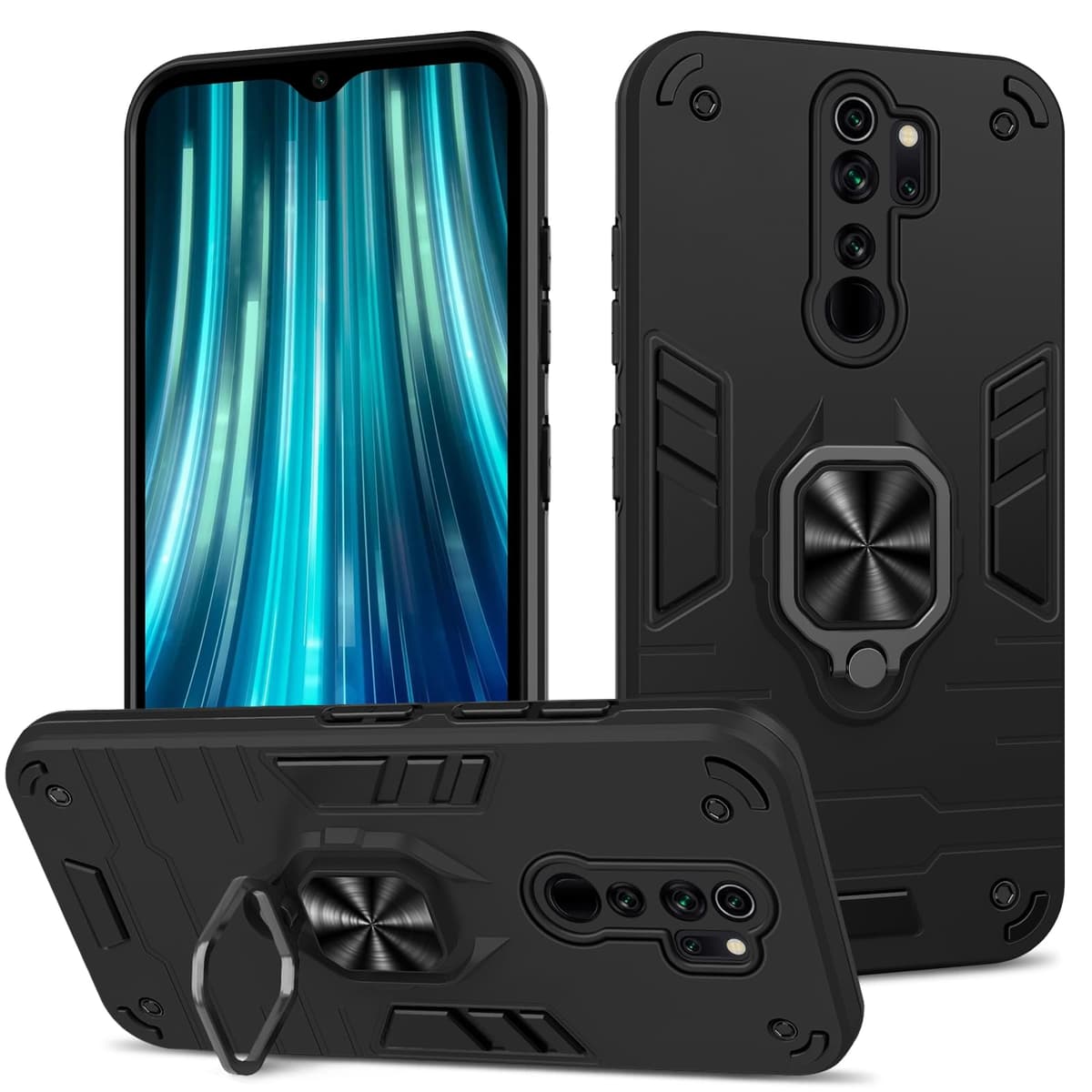 Funda para CMF Phone 2 Pro, Carcasa Antigolpes con Soporte anular metálico, Case Protectora de Grado Militar, Negro — view 738