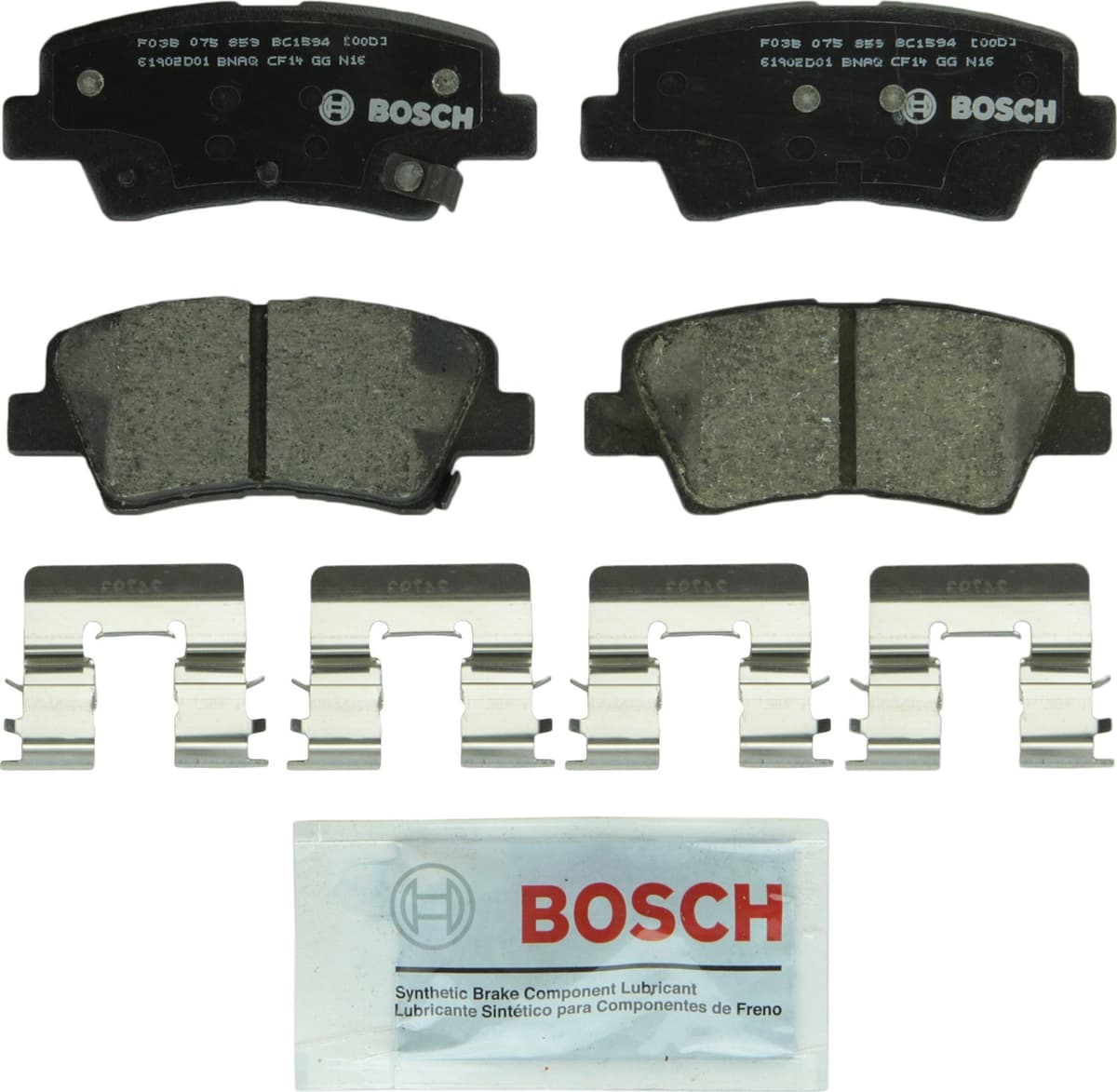 Bosch BC914 QuietCast Premium Ceramic Disc Brake Pad Set For: Acura ILX; Honda Accord, Civic, CR-V, Element, Fit, Front — view 155
