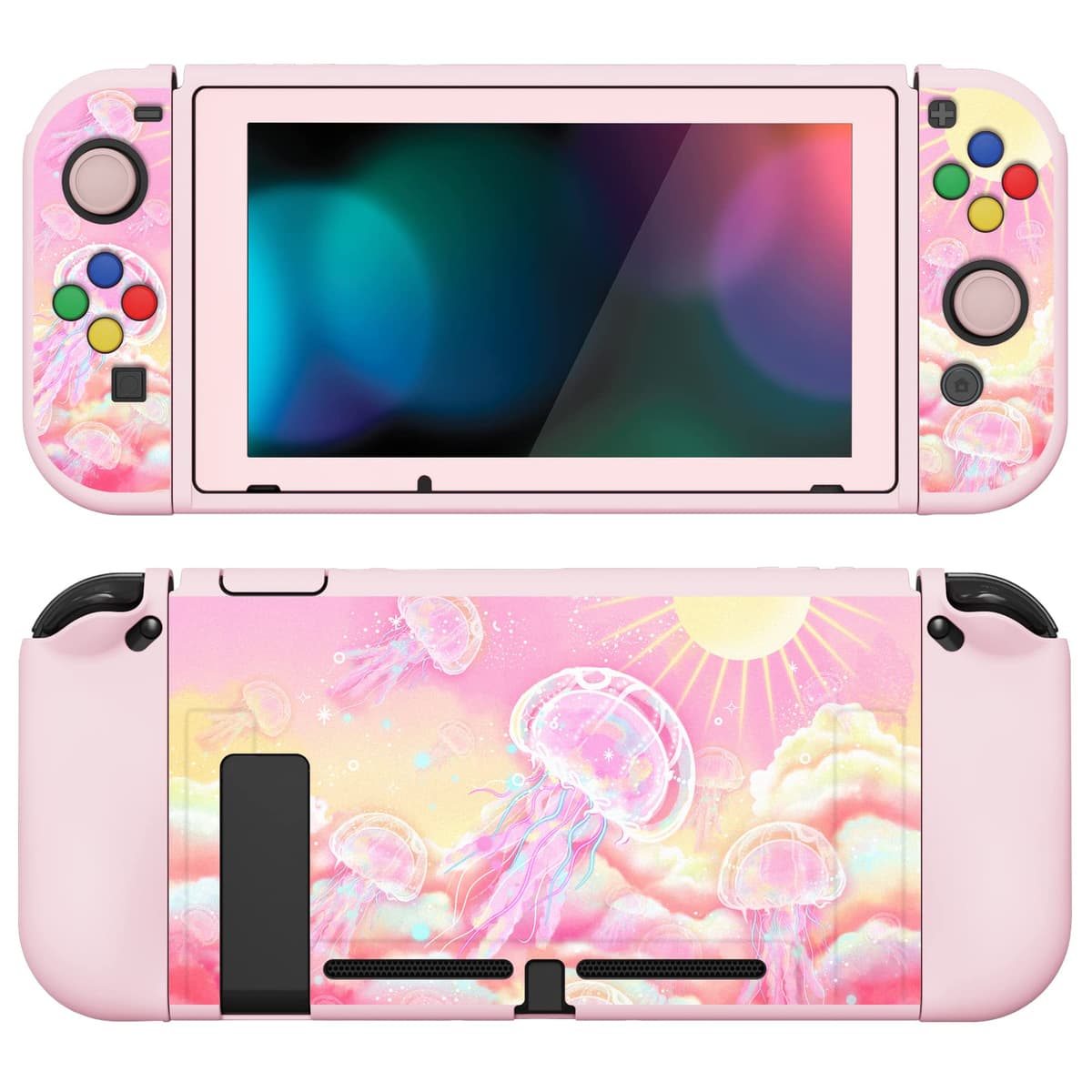 playvital ZealProtect Soft Protective Case for Nintendo Switch, Flexible Cover Protector for Switch with Screen Protector & Thumb Grip Caps & ABXY Direction Button Caps - Cherry Bunny & Cherry Bear — view 37