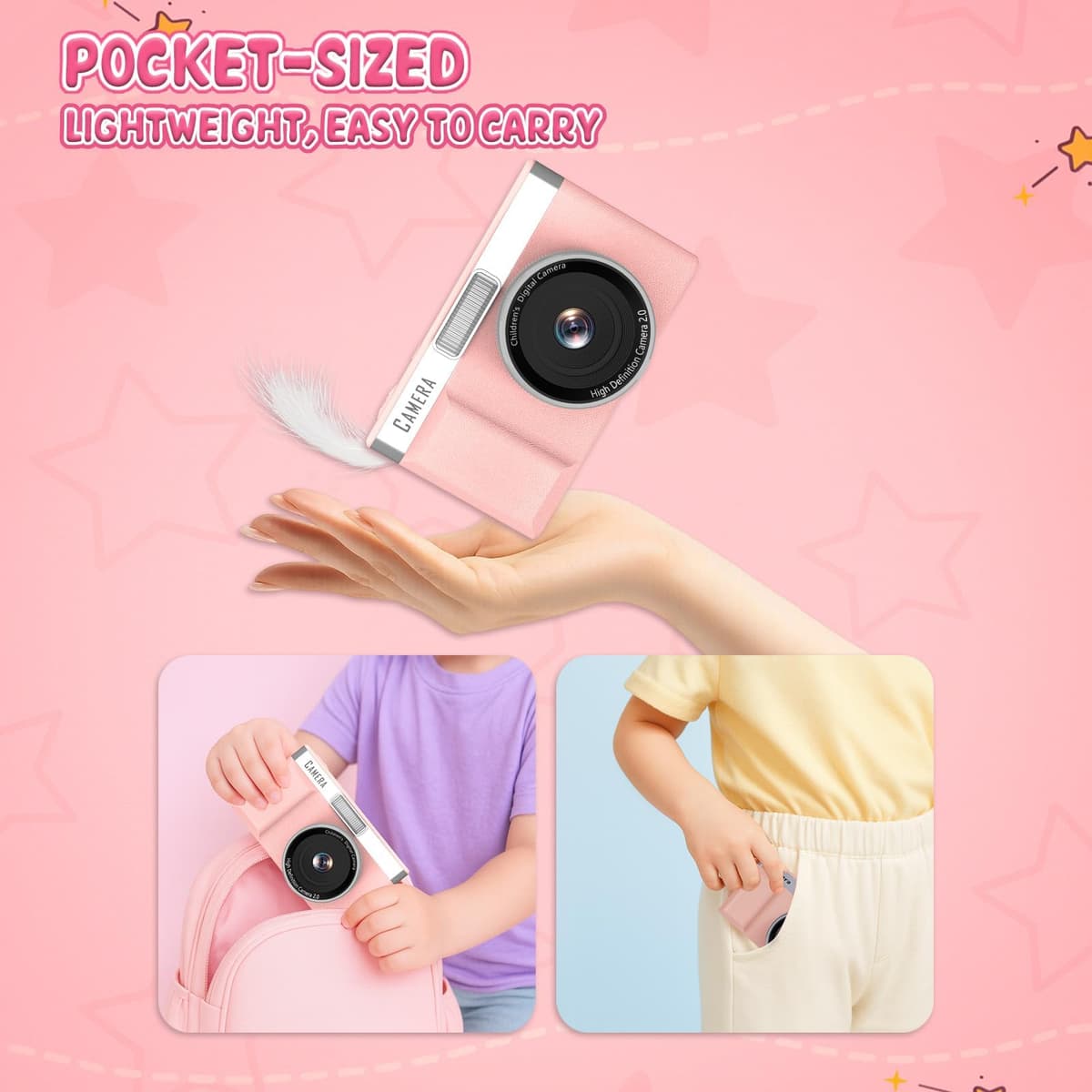 Kids Digital Camera FHD 1080P Digital Camera For Kid With 32GB Card,2'' Flip 180 ° Screen With Support For Selfie Vlog Cam,Compact Camera With Flash,Birthday for Kids Boys Girls. — view 5