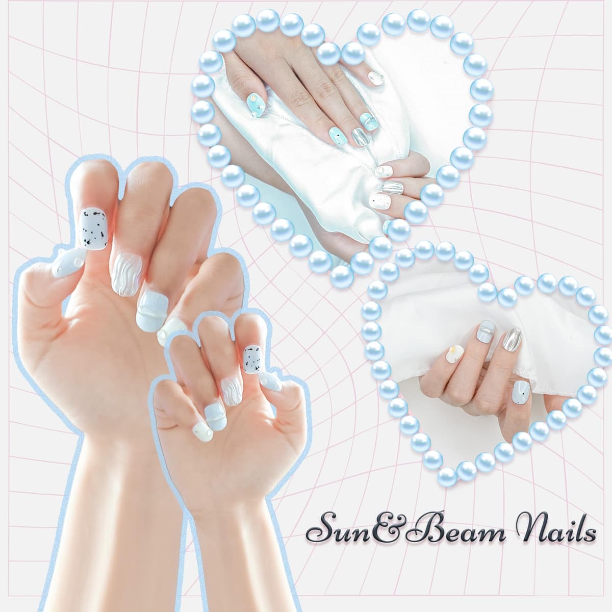 Sun&Beam Nails Handmade Press On Nail Long Coffin Ballerina Pink Flower Acrylic Fake Tip 3D Design Art Charms Cute with Storage Box 10 Pcs (S) — view 43