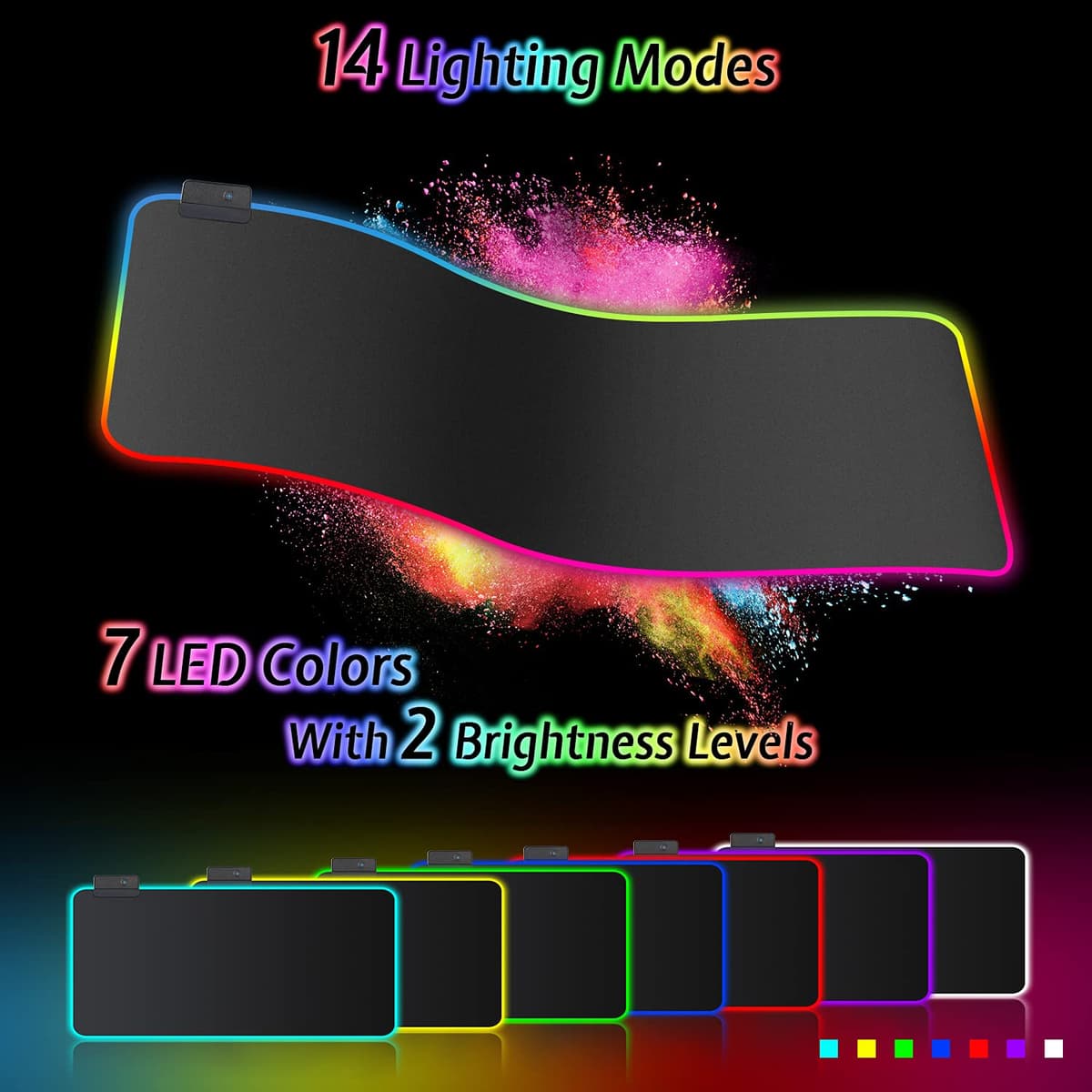 Realky Alfombrilla de Ratón RGB, 800×300mmTapete de Juego Extra Grande, Alfombrilla Raton LED 14 Efectos de Iluminación Impermeable Antideslizante, Alfombrilla Ratón Gaming para Gamers, PC y Portátil — view 2