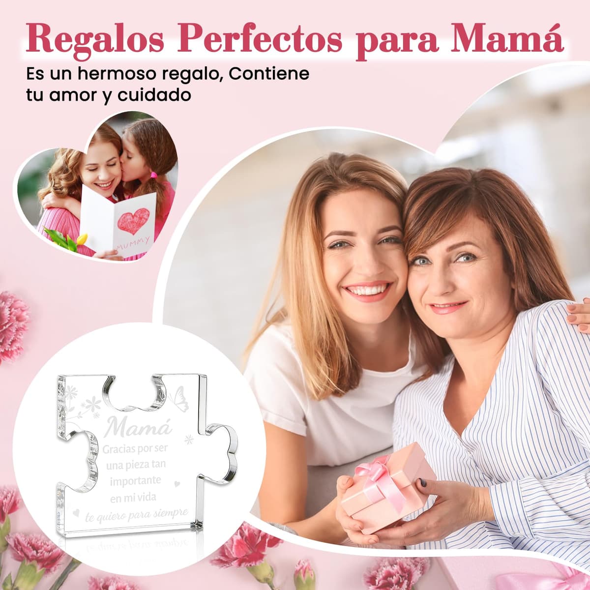 Regalos Dia de la Madre, Placa Acrílica en Forma de Puzzle, Regalo Madre Cumpleaños, Navidad, Regalos Originales para Mama, Regalo para la Madre de Hija e Hijo — view 3