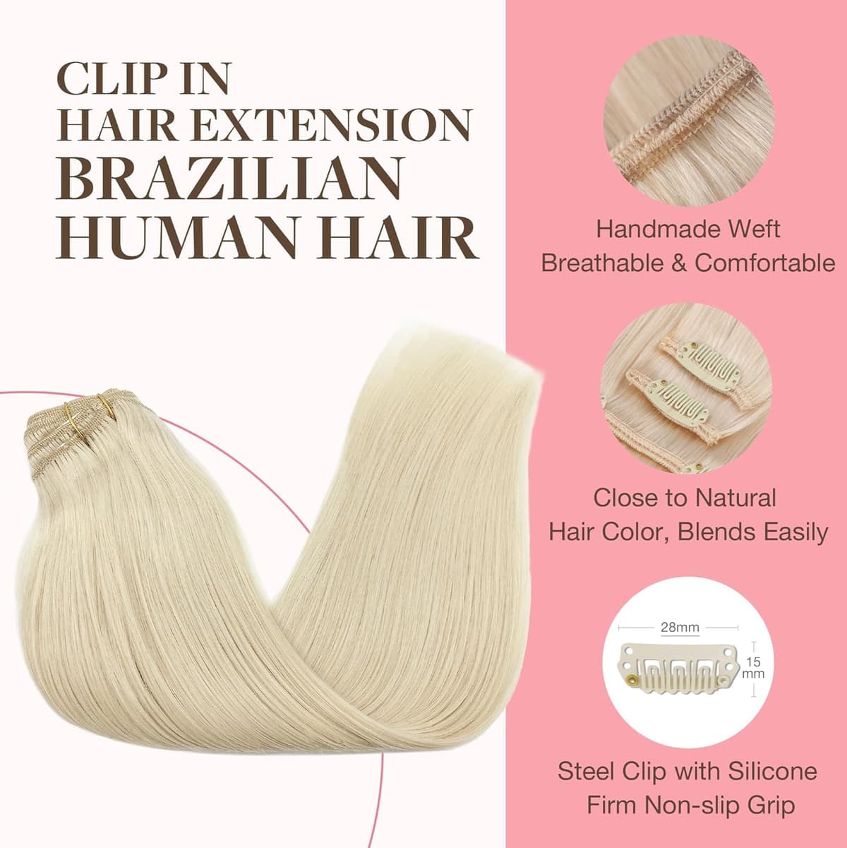 GOO GOO Clip in Hair Extensions Human Hair, 18inch 150g 9Pcs, #2 Dark Brown, Hair extensions for women, Human Hair Extensions Clip in — view 218