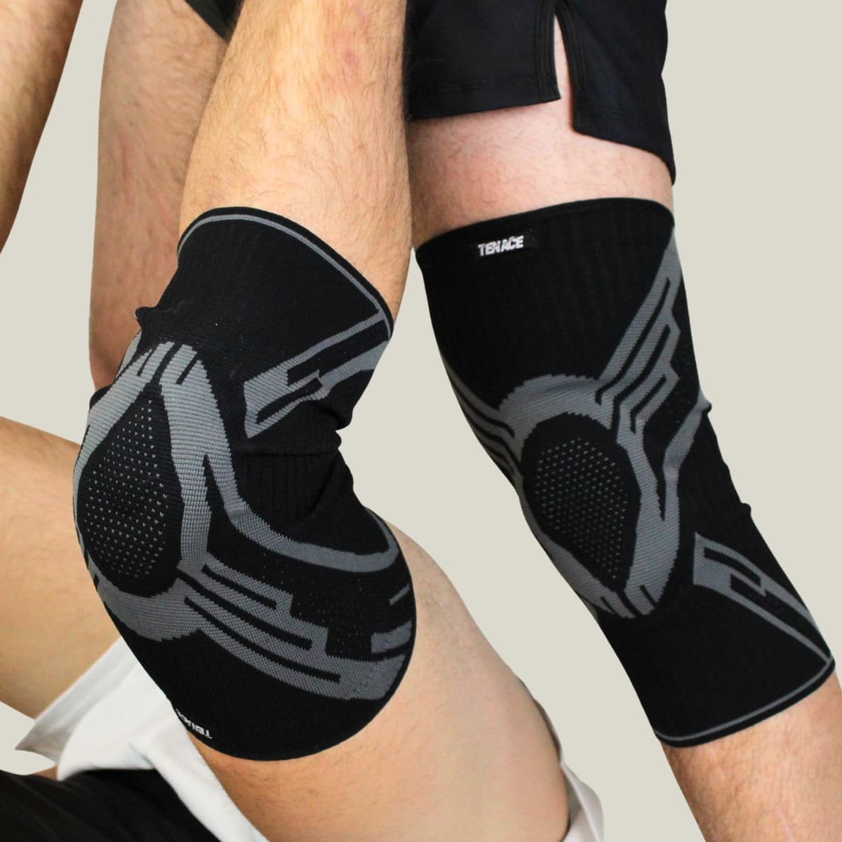 Tenace Rodillera Competición Jiu Jitsu, Grappling - Compresión y Acolchado MMA, BJJ, Muay Thai, Judo - Unisex (Negro, Medium) — view 4
