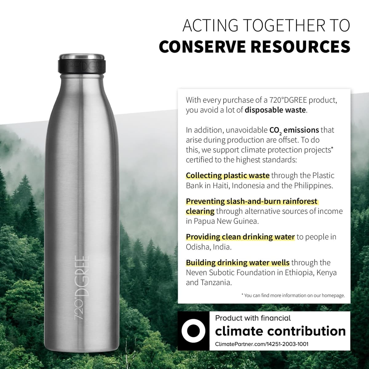 720°DGREE Botella Agua Acero Inoxidable “milkyBottle“ – 1litro - Sin BPA Free, Antigoteo y Prueba de Fugas - Frasco térmico, Cantimplora Aislada - Bebida con Gas, Deporte, Escuela, Gimnasio Exteriore — view 4