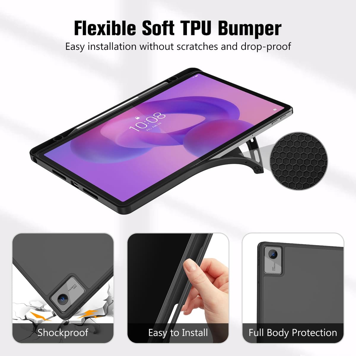 ProCase Funda para Lenovo Idea Tab 11" 2025 TB-336ZU/TB-336FU, Funda Folio con Soporte para Lápiz, Funda Protectora de TPU Suave -Negro — view 4
