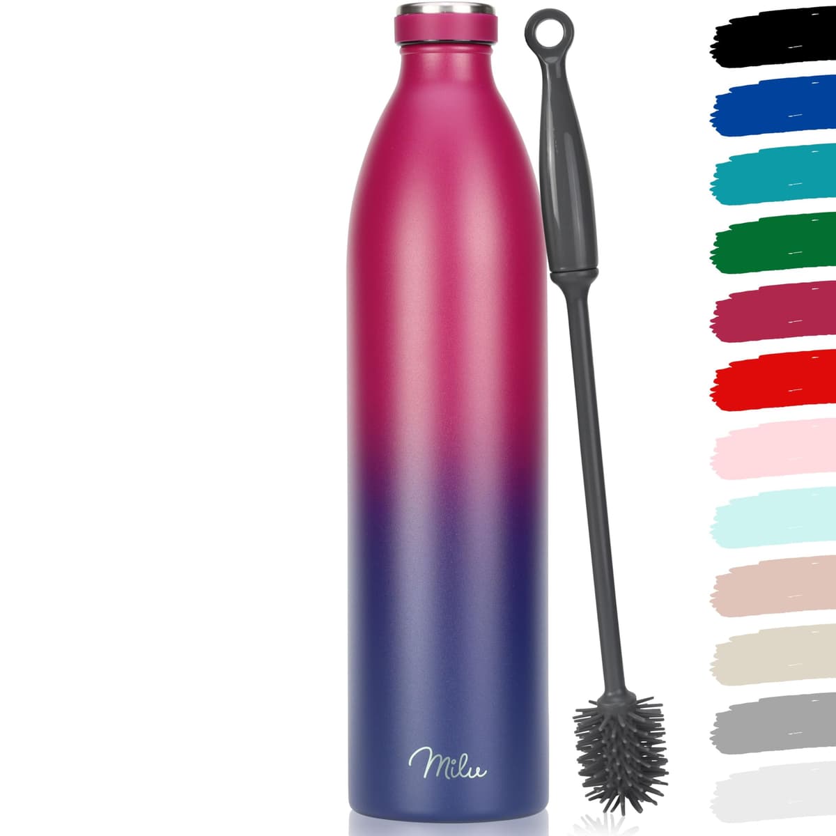 Milu Stainless Steel Drinking Bottle 1500 ml - Insulated Thermo Flask for Water - Leak Proof, Insulated and Double Walled, Carbonated (Granite Navy Blue, 1,5L) — view 93