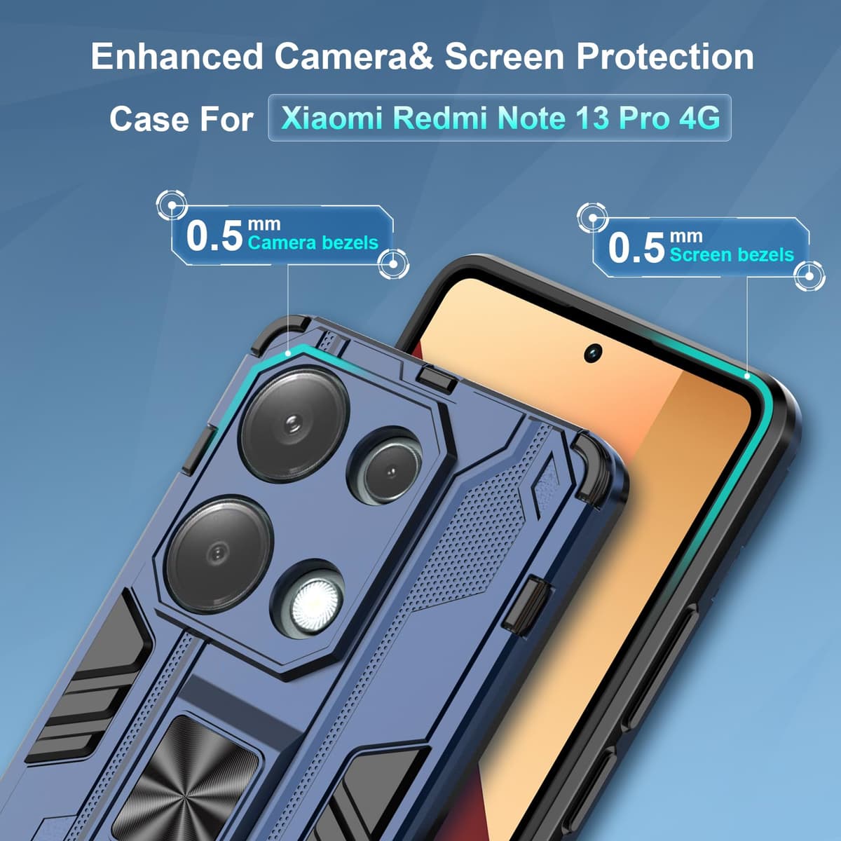 Funda para CMF Phone 2 Pro, Carcasa Antigolpes con Soporte anular metálico, Case Protectora de Grado Militar, Negro — view 1265