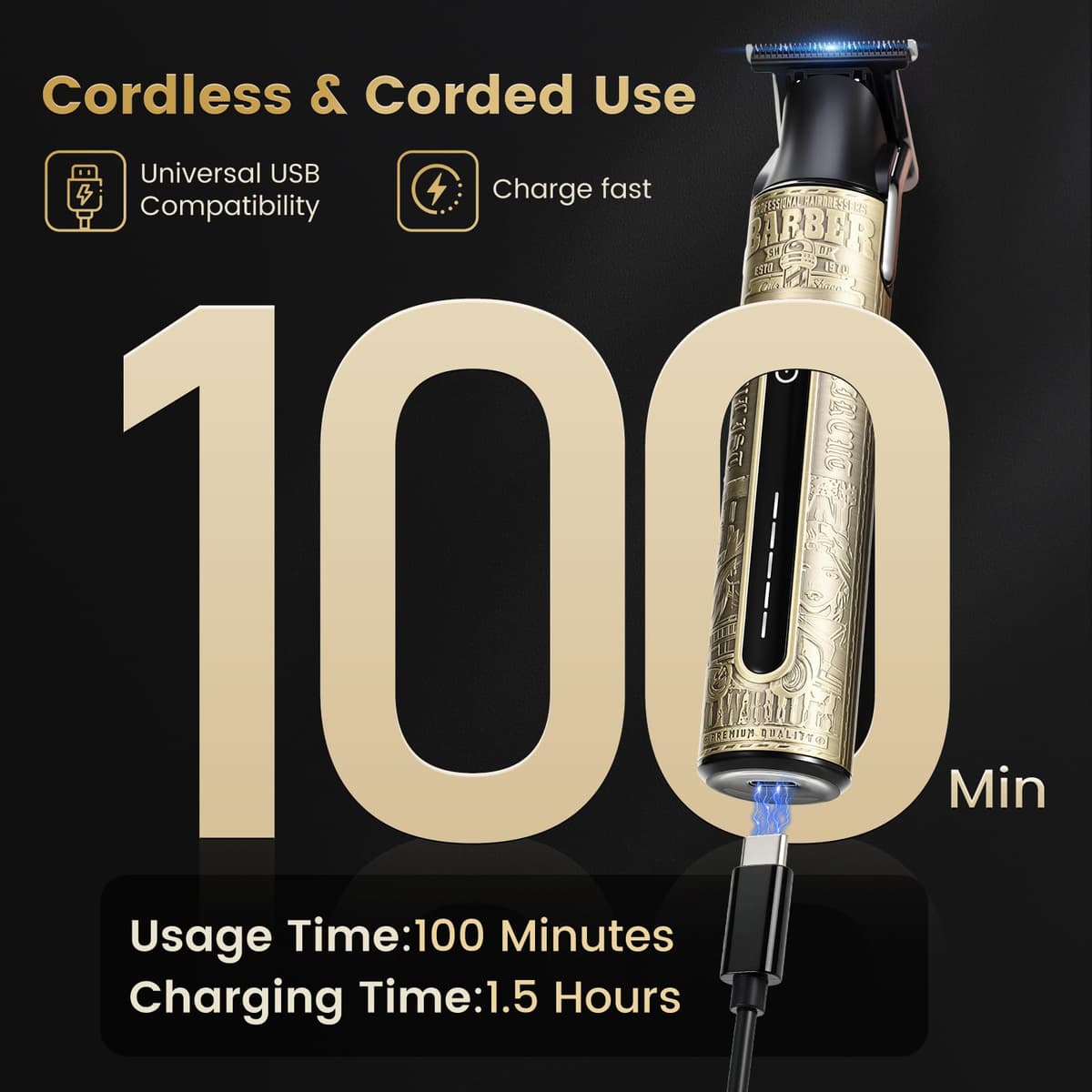 YIDON Men's Shaver and Hair Clipper, Men's Hair Clippers with Type-C Charging, IPX6 Waterproof Fuselage Beard Trimmer, Complete Set with Magnetic Combs, Wet and Dry Use — view 2