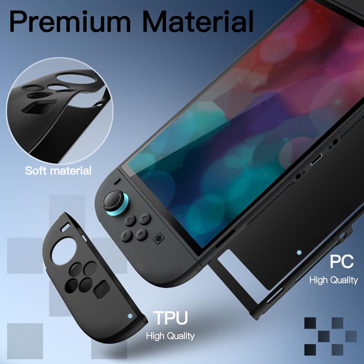 JETech Slim Dockable Case for Nintendo Switch 2 (2025) 7.9 Inch, Soft TPU Grip Cover for Joy-Con Detachable, Matte Carrying Protective PC Back Shell, Anti-Scratch (Black) — view 3