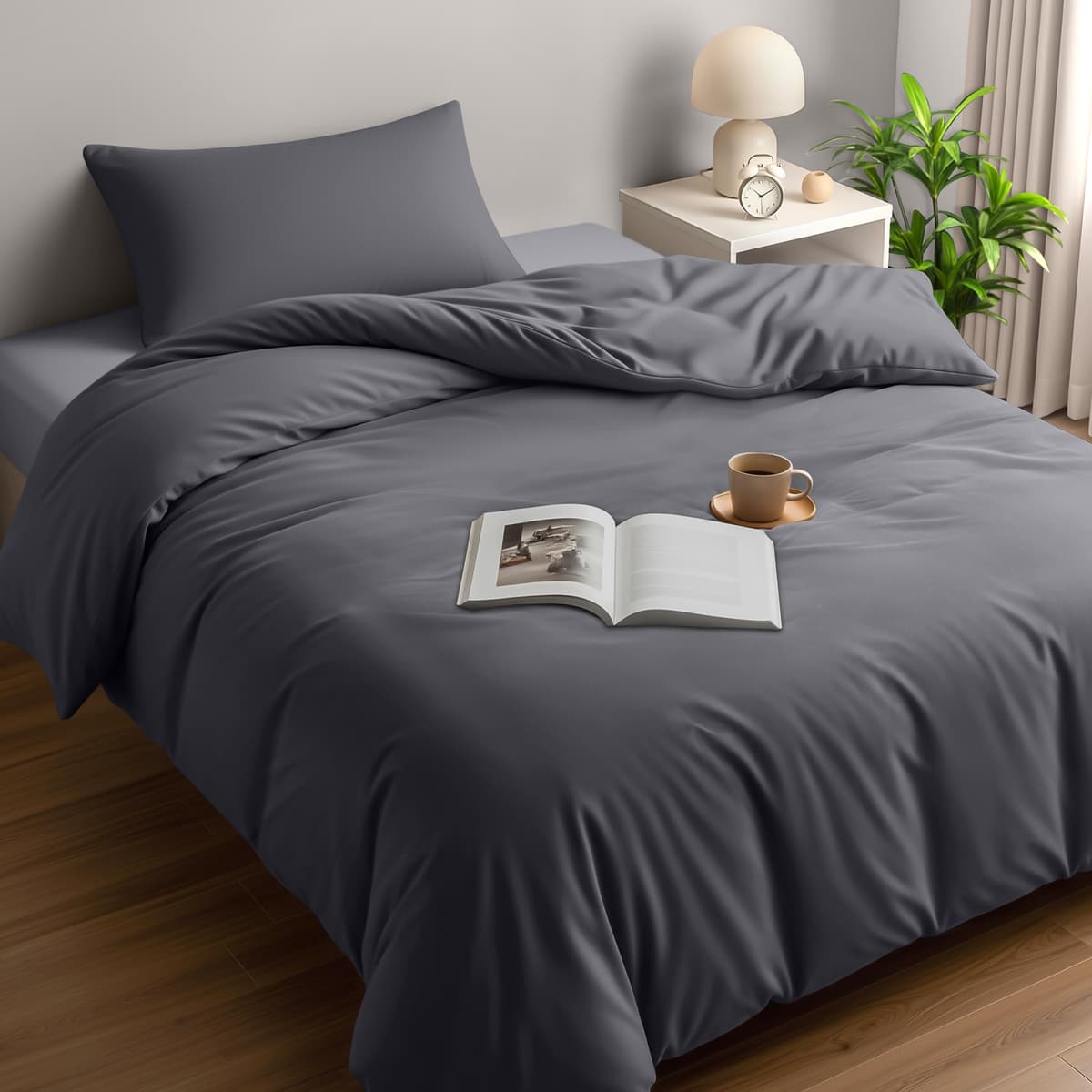 Utopia Bedding Single Duvet Cover Sets - Soft Microfibre Polyester Duvet Cover with Pillow case - Bedding Quilt Cover Set (Grey) Single Grey