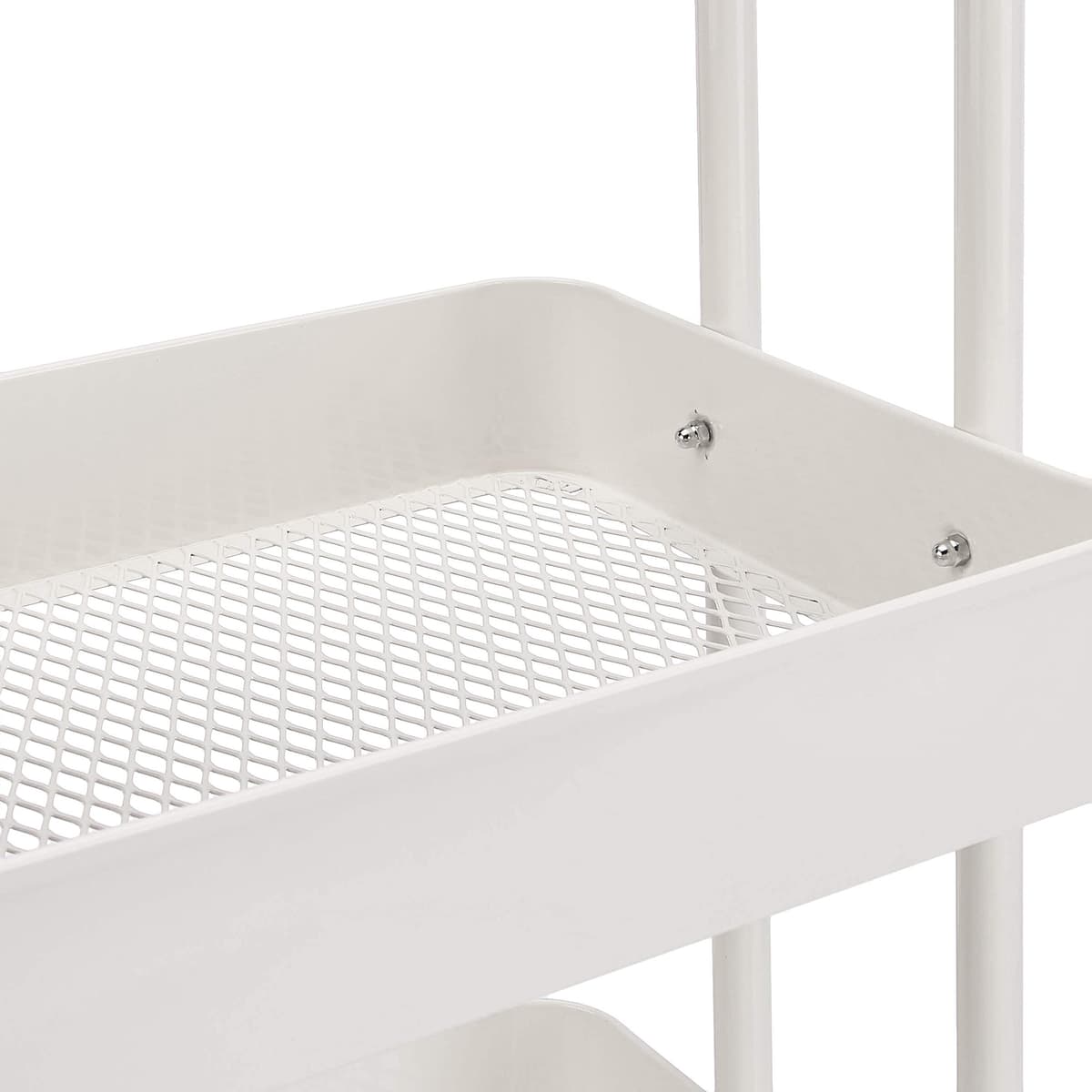 Amazon Basics Carrito de cocina o multiuso de tres niveles con ruedas en blanco — view 6