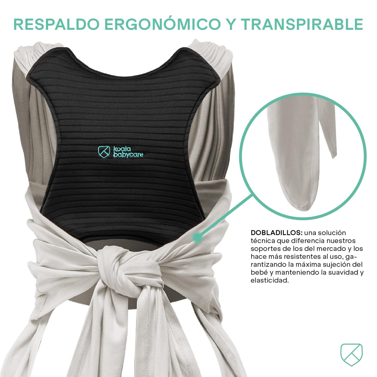 Koala Babycare Fular portabebes- Cuddle Band 2.0 – Portabebes recien nacido homologado hasta 15 kg 100% algodón - Ajustable y unisex — view 2