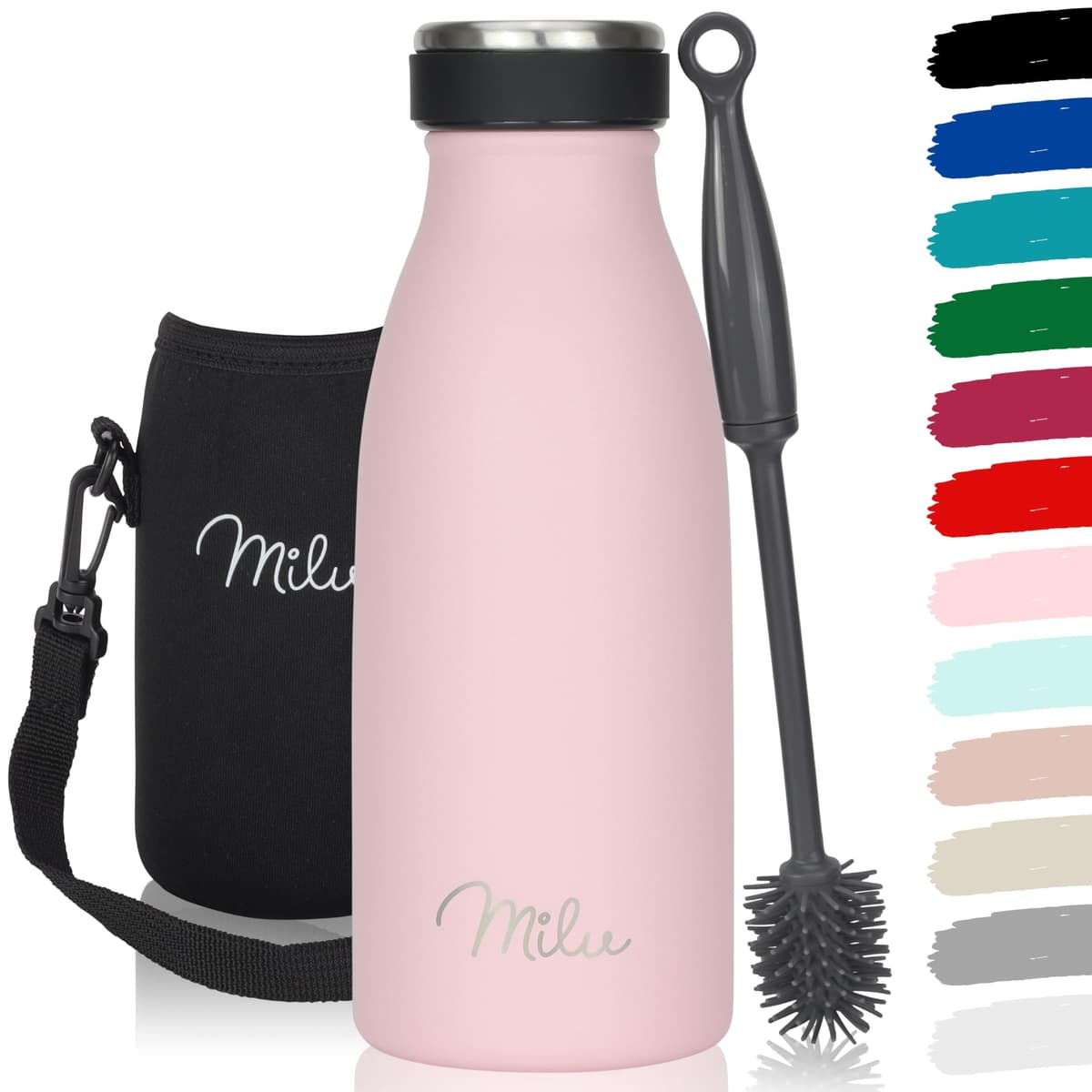 Milu Stainless Steel Drinking Bottle 1500 ml - Insulated Thermo Flask for Water - Leak Proof, Insulated and Double Walled, Carbonated (Granite Navy Blue, 1,5L) — view 47