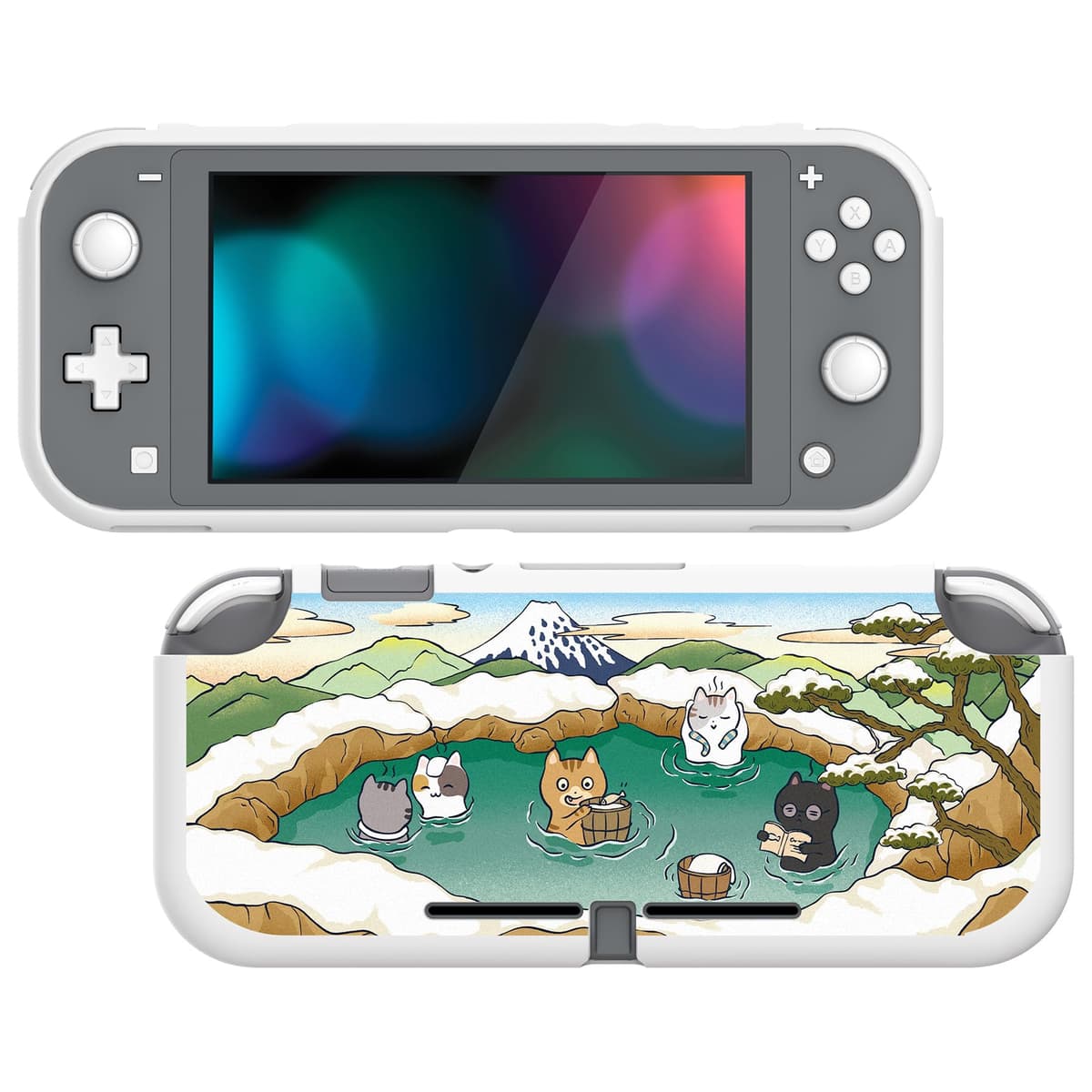 playvital Hot Spring Kitties Custom Protective Case for Nintendo Switch Lite, Soft TPU Slim Case Cover for Nintendo Switch Lite