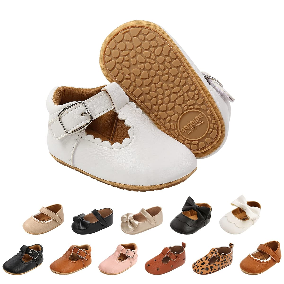 Baby Girls First Walking Shoes Mary Jane PU Leather Anti-Slip Princess Shoes Infant Baby Shoes