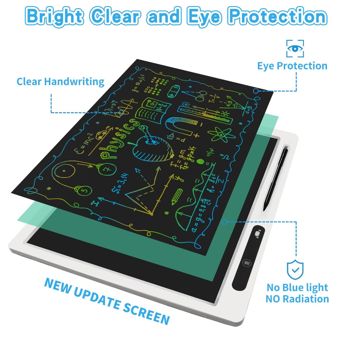 LCD Writing Tablet for Kids, 22 Inch Writing Board for Kids with 2pens and Adjustable Bracket, Adult Teacher Home School Education Office Supplies, Educational Toys for 3-12 Years Boys and Girls — view 4