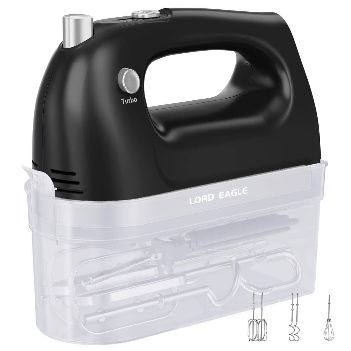 Lord Eagle Hand Mixer Electric Whisk, 400W Power Handheld Mixer for Baking Cake Egg Cream Food Beater, Turbo Boost/Self-Control Speed + 5 Speed + Eject Button + 5 Accessories, Purple — view 12
