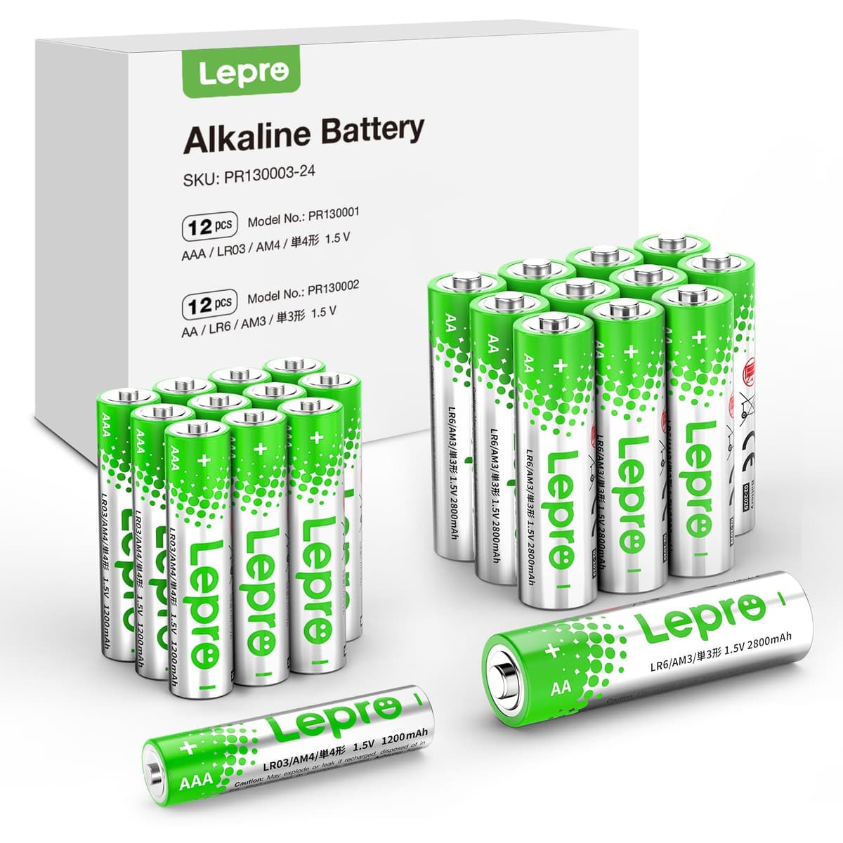 Lepro AAA Alkaline Batteries 24 Pack, 1200mAh Triple A Battery with Anti-Leakage Technology, High Capacity, Long Lasting Power, 1.5 Volt LR03 MN2400 AAA Battery Pack for Clocks Remotes Mouse Torch — view 14