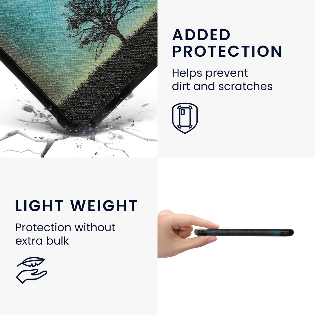 kwmobile Cover for Amazon Kindle Paperwhite (2024)/Colorsoft Case - eReader Cover with auto sleep funktion - Cosmic Nature with Blue/Grey/Black — view 4