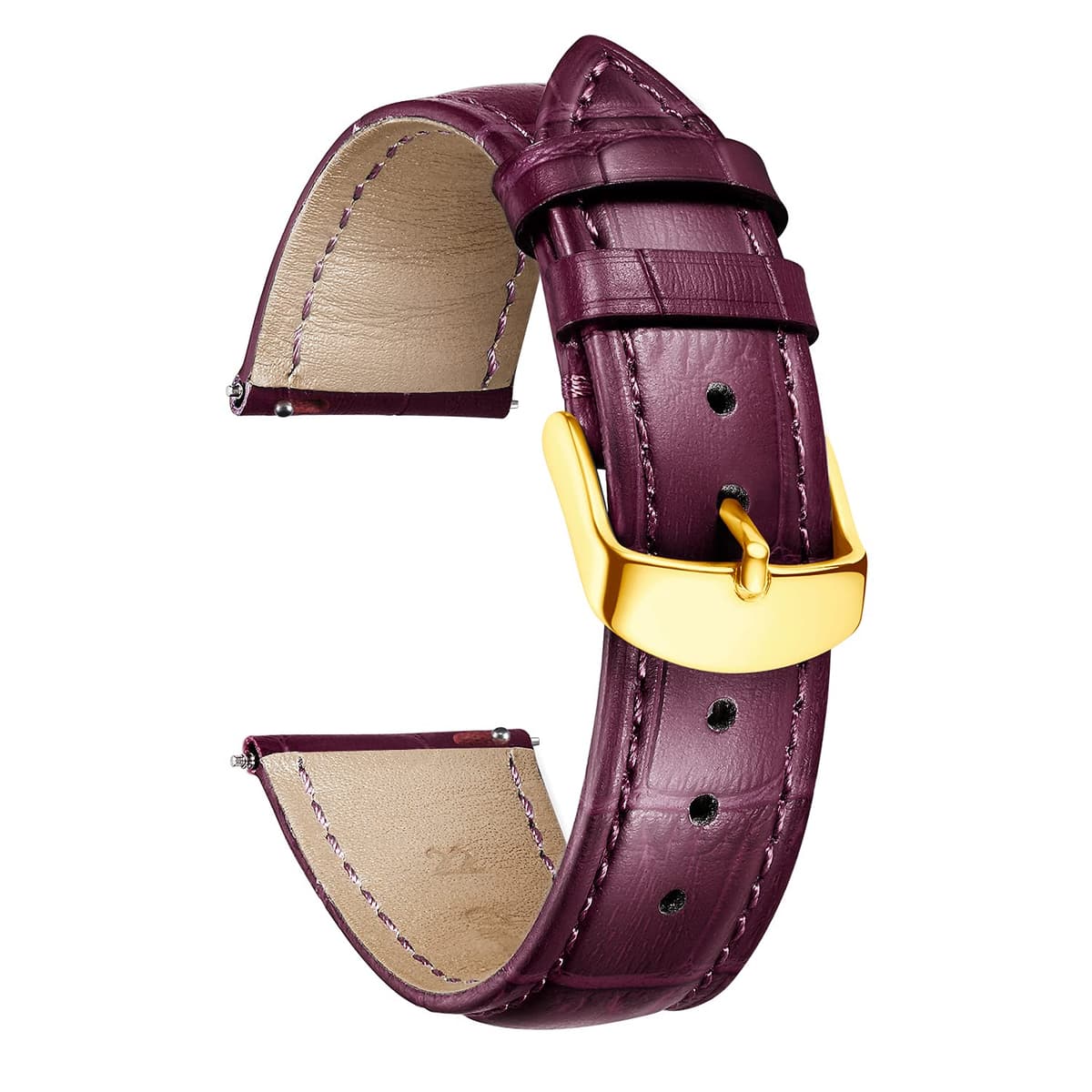 BINLUN Quick Release Leather Watch Straps Replacement Watch Bands Smart Watch Strap Crocodile Pattern in 10 Colors 13 Sizes with Silver/Gold/Rose-Gold Buckle for Men Women(10mm-24mm) — view 32