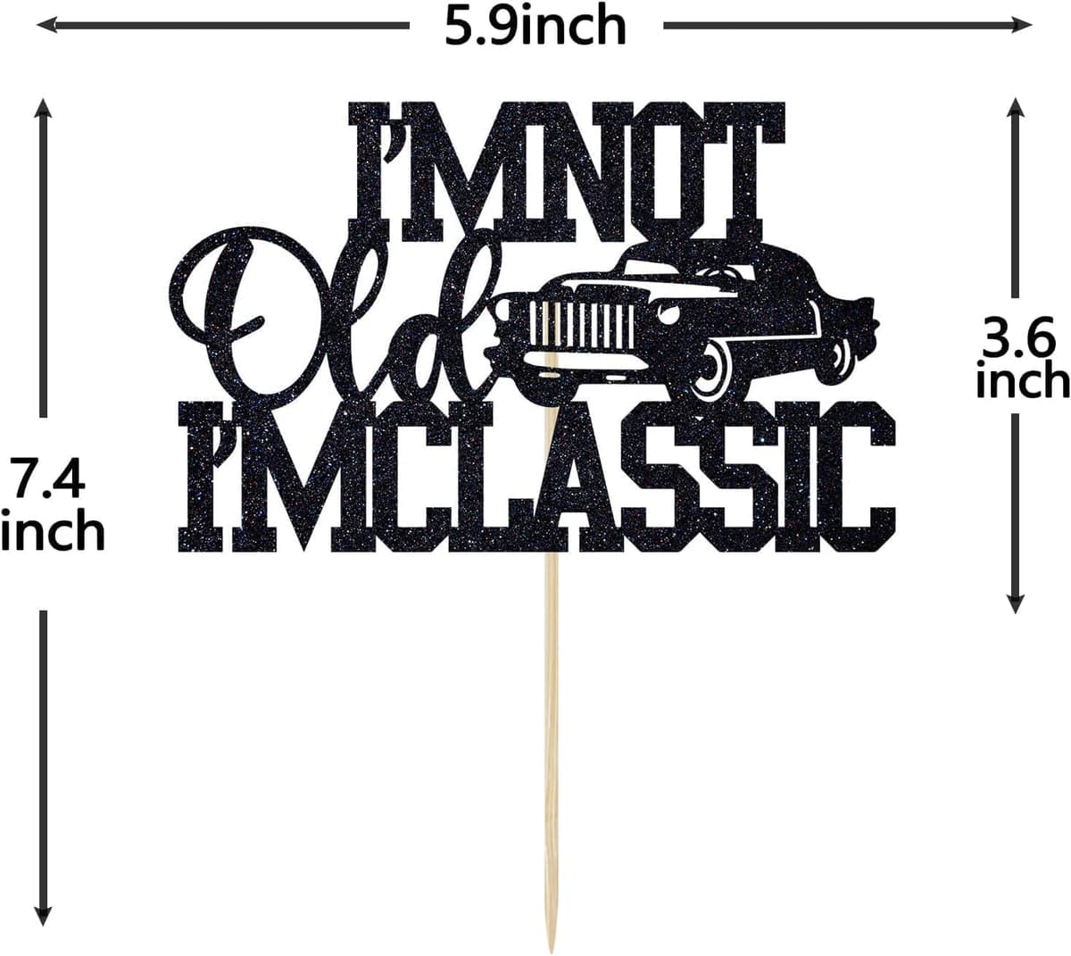 Vintage Car Cake Toppers for Men - Food Grade Cardstock "I'm Not Old I'm Classic" Silhouette Design - Elegant Birthday Party Decorations for Him — view 5