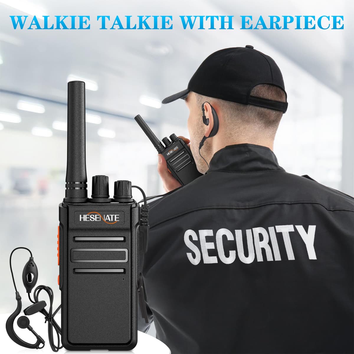 HESENATE Walkie Talkies for Adults, HT66 Long Range PMR446 Handheld 2 Way Radio with Rechargeable USB-C Charger, 16 Channels, 1200mAh Battery (4 Pack, Black) Ideal for Family, Camping, Hiking, Work — view 4