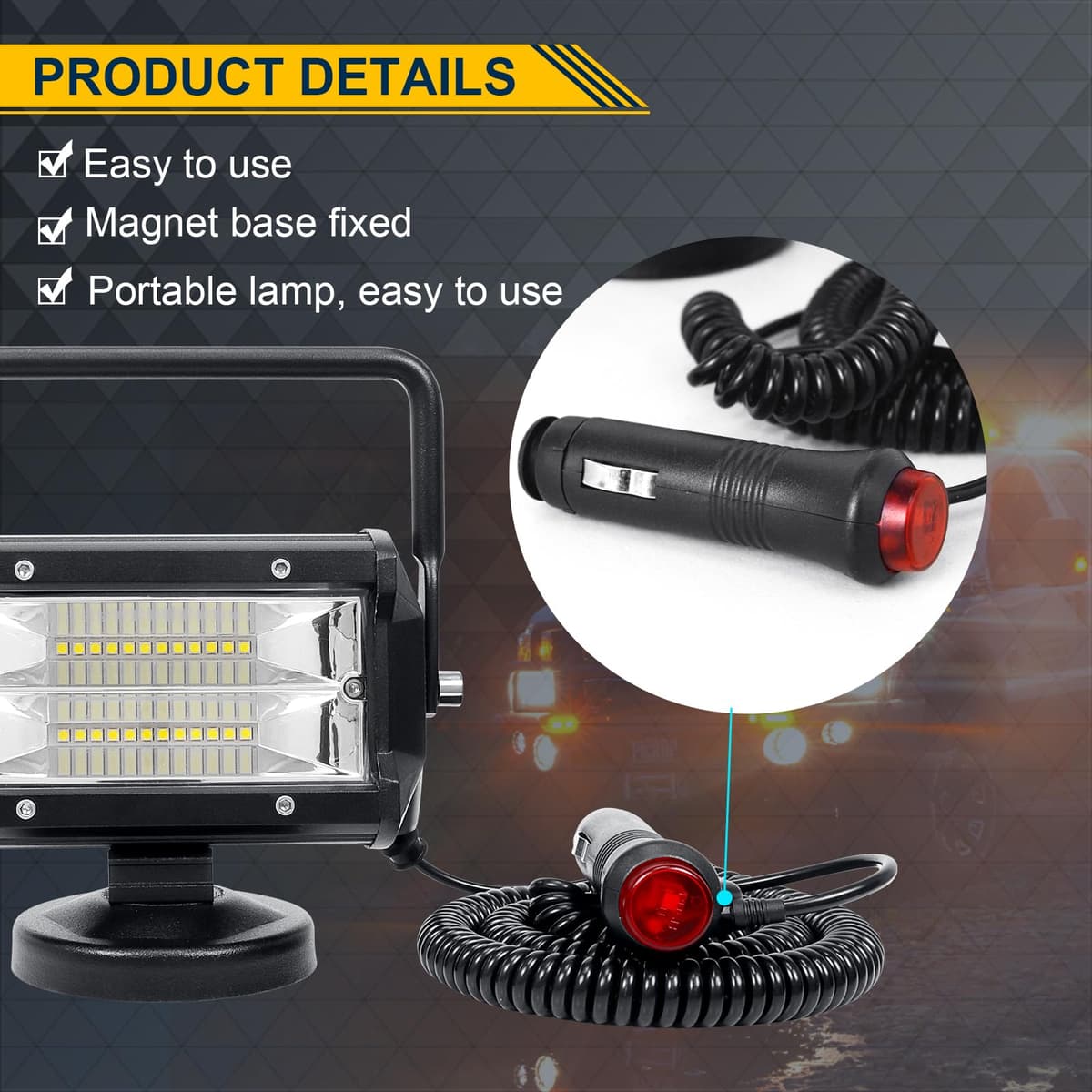 RIGIDON 2 Pcs Lámpara LED Trabajo Portátil, 5 Pulgadas 72W, con Imán para Off Road, Camión, Coche, Todoterreno, SUV, 4x4 Vehículos - 12v 24v, 6000K — view 5