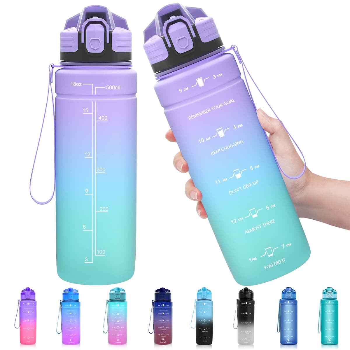 ZOUNICH Botella Agua Deporte, Botella Agua Niños sin BPA Reutilizable Plástico Tritan - 500 ml / 700 ml / 1 l, Cantimploras para Te con Filtro, para Infantil, Gimnasio, Bicicleta — view 20