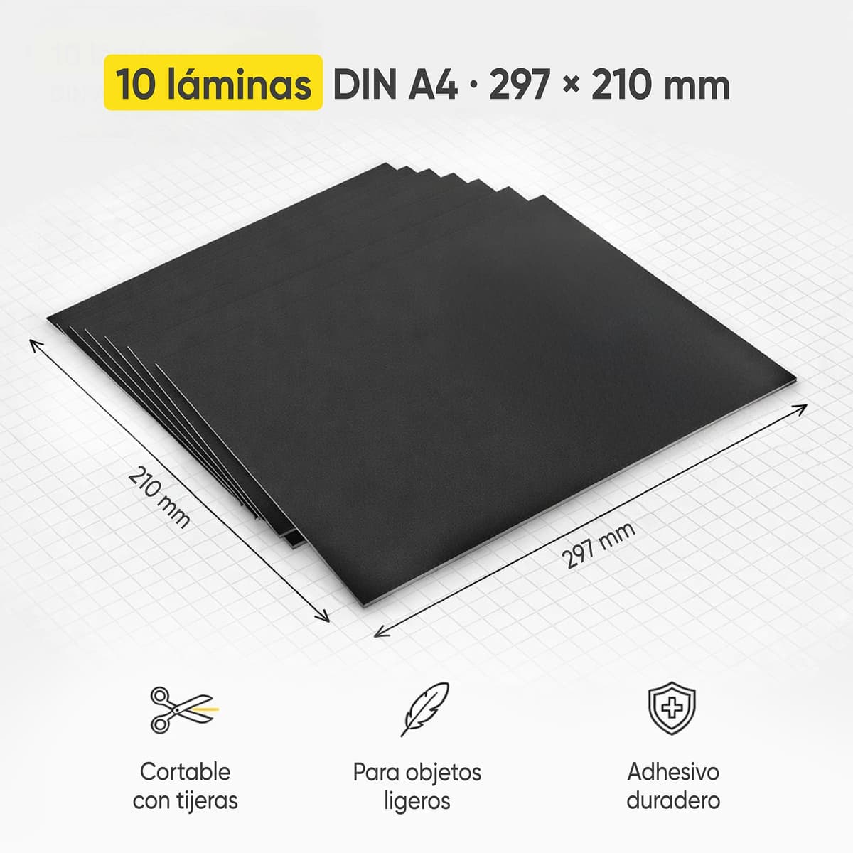 PREVIS Lámina Magnética Autoadhesiva DIN A4 (297 x 210 mm) – Hojas Imantadas Adhesivas para Fotos, Manualidades y Carteles – Película Magnética para Hogar, Escuela y Oficina (Pack 10 Unidades) — view 3