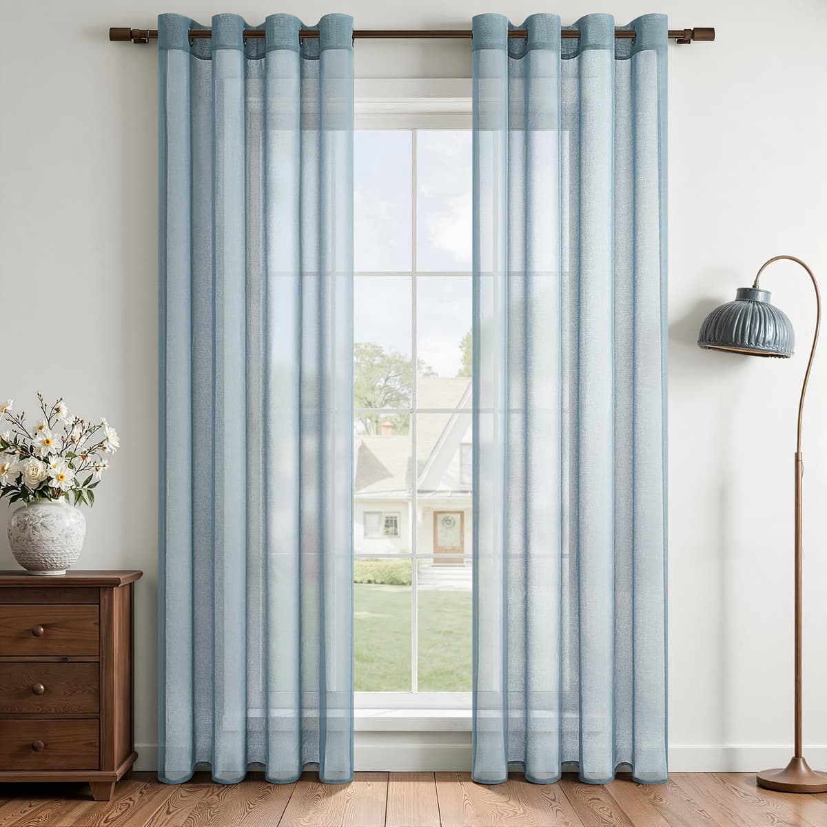 MRTREES Cortina para Ventana Dormitorio Translúcidas Visillos Paneles para Ventanas Sala para Niños Sala Comedor 2 Piezas 140×245cm Blanco — view 37