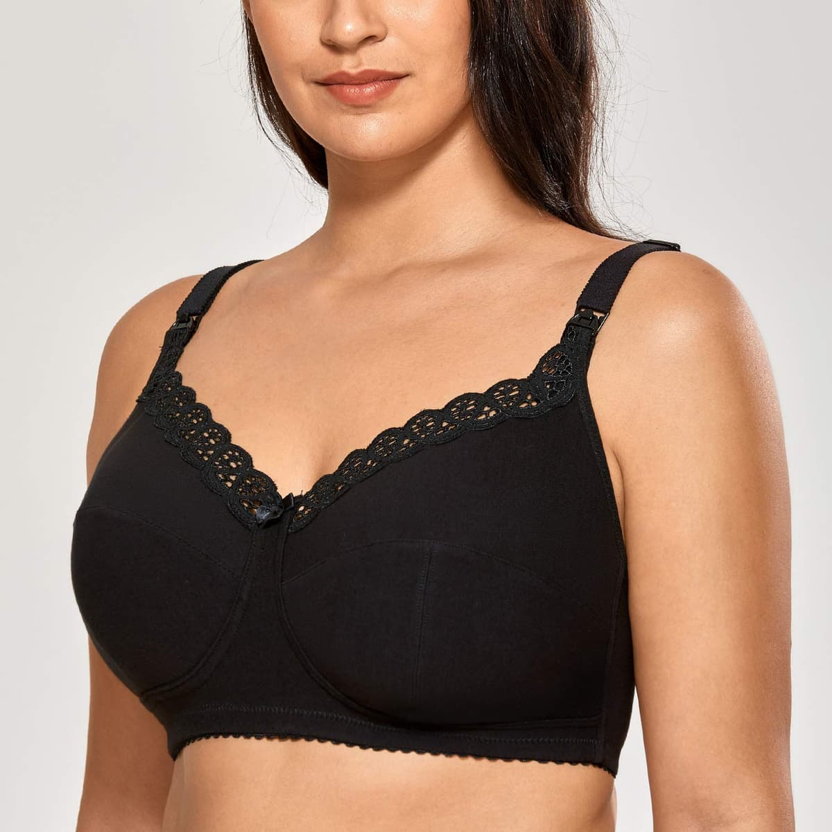 Gratlin Women's Nursing Bras Cotton Plus Size Maternity Wireless Comfort Breastfeeding Bra — view 3