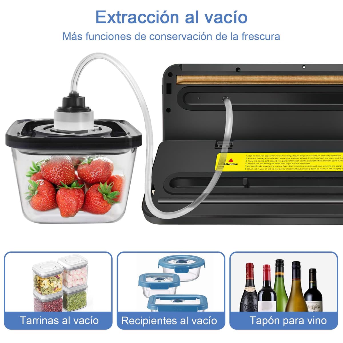 7 in 1 Maquina vacio alimentos, Automático seco que mojado envasadora al vacio, Embasadoras vacio alimentos domestica con Cuchillo de corte, Vacuum Sealer con Tubo de Vacío con 20 bolsas envasar — view 4
