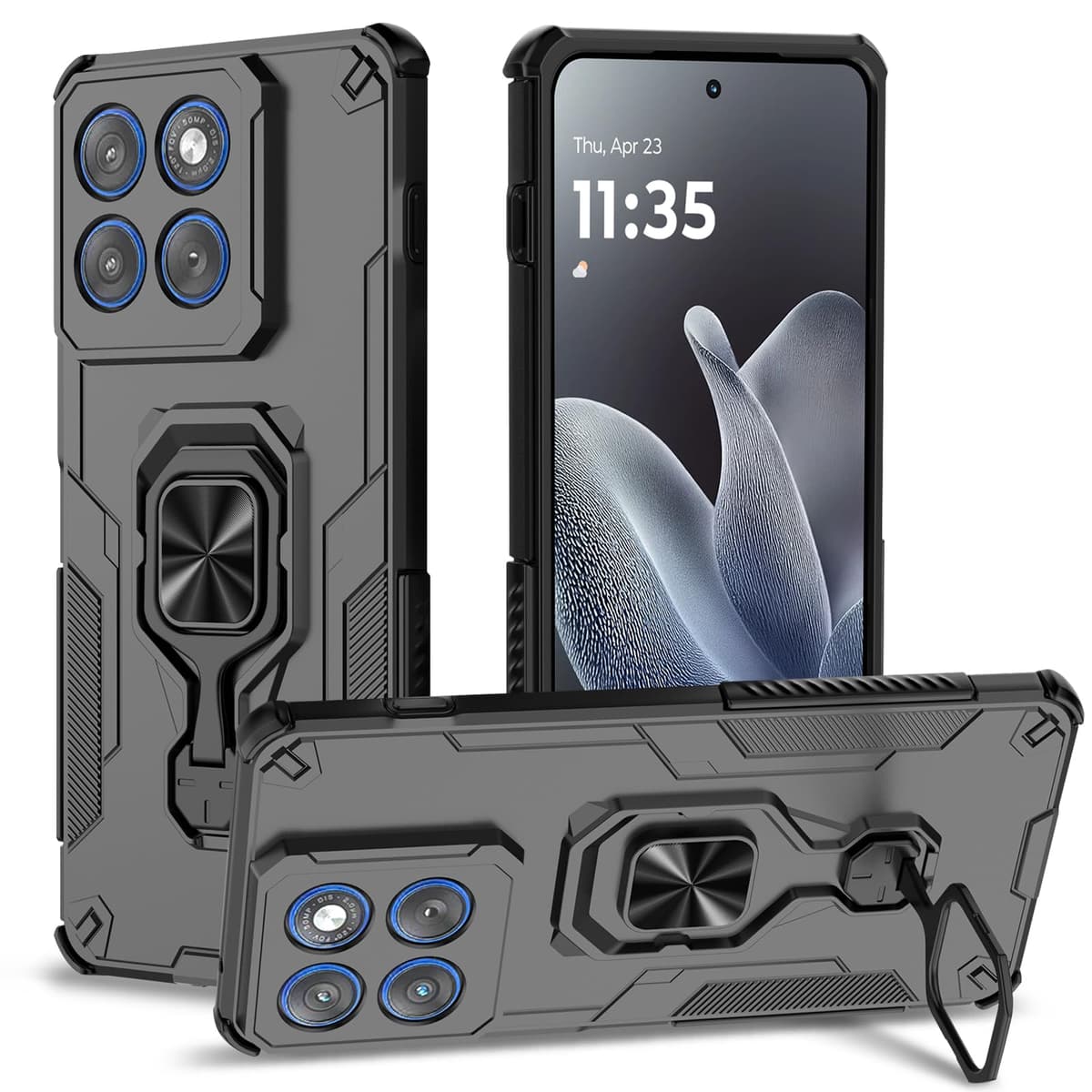 Funda para CMF Phone 2 Pro, Carcasa Antigolpes con Soporte anular metálico, Case Protectora de Grado Militar, Negro — view 1719