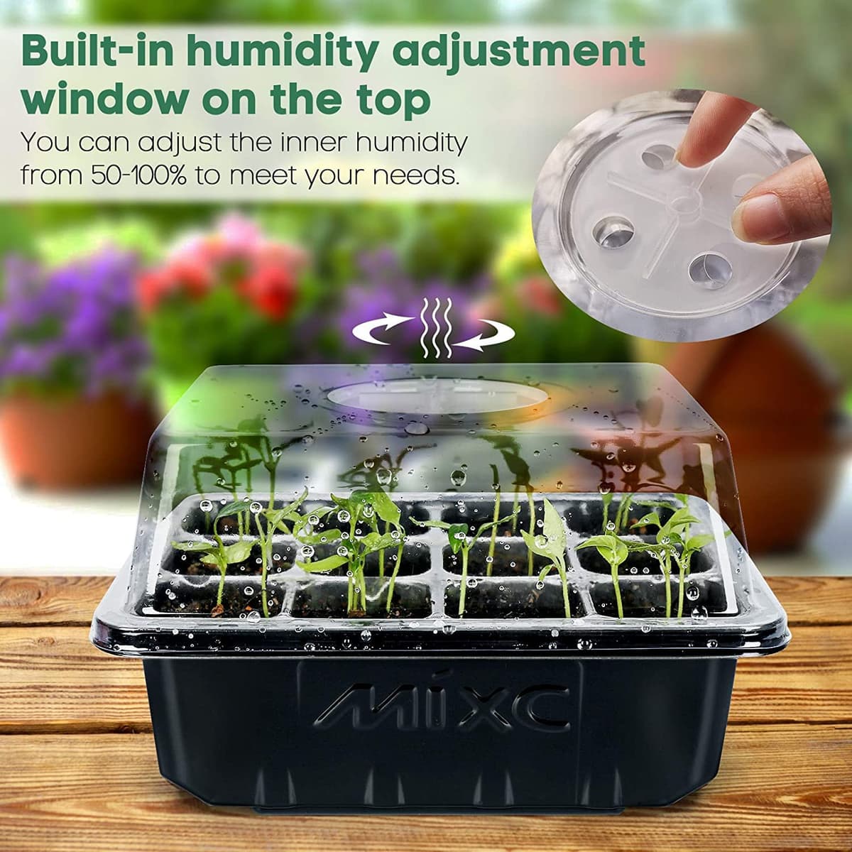 MIXC Seed Trays, 10 Pack 120 Cells Seed Tray for Seedlings Reusable Seed Trays with Lids, propagators for plants, Germination Trays Kit Plastic for Greenhouse/Garden Black — view 3