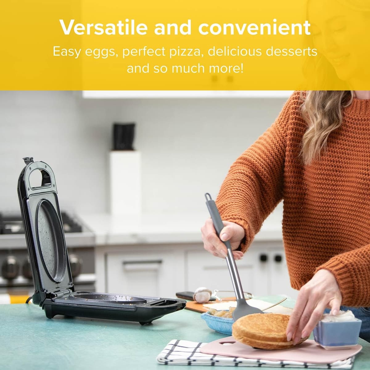 Drew&Cole 5 Minute CleverChef - 700W - Non-Stick Multicooker - Great for Steaks, Omelettes, Toasties, Pizzas & Dessert Maker - Free Recipe App - Quick Meals - Cool-Touch Handle & Auto Temp Sensor — view 9