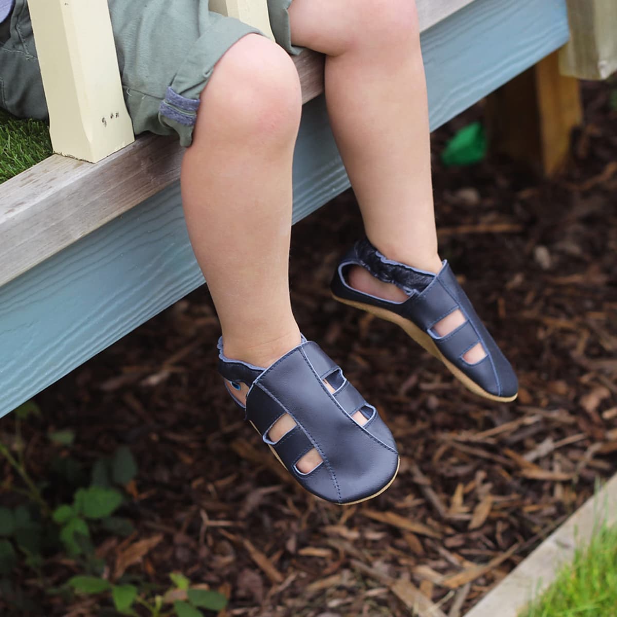 Dotty Fish Soft Sole Leather Sandals for Babies & Kids – Barefoot Feel, Non-Slip Sole, Breathable, Lightweight & Flexible Summer Shoes for Boys & Girls - British Brand - 0-6 Months - 4-5 Years — view 2