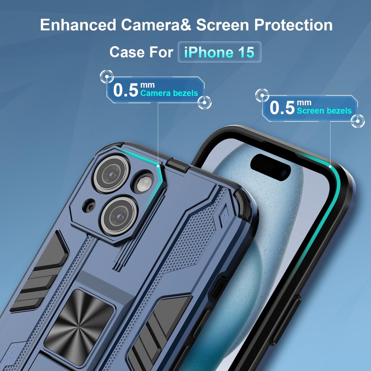 Funda para CMF Phone 2 Pro, Carcasa Antigolpes con Soporte anular metálico, Case Protectora de Grado Militar, Negro — view 1566