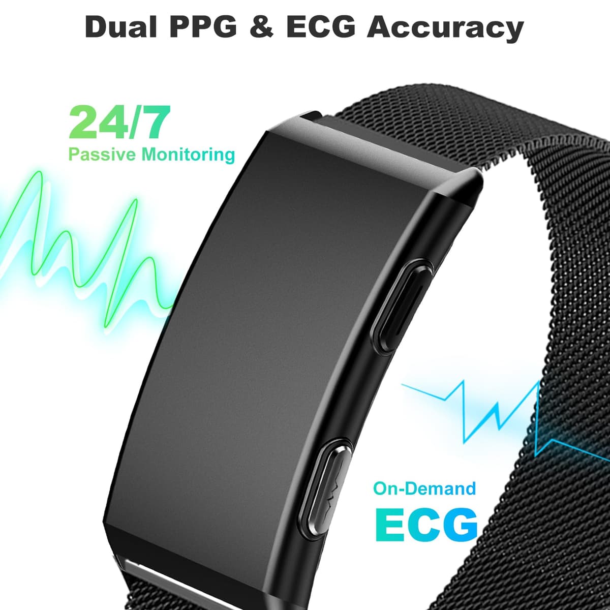 Fitness Tracker with 24/7 Health Tracking, Sleep & Heart Rate Tracking - Dual PPG&ECG Wellness Insights | SOS Alert & Family Sharing | 15-Day Battery, 188 Sport Modes, Aerospace Aluminium Build — view 3