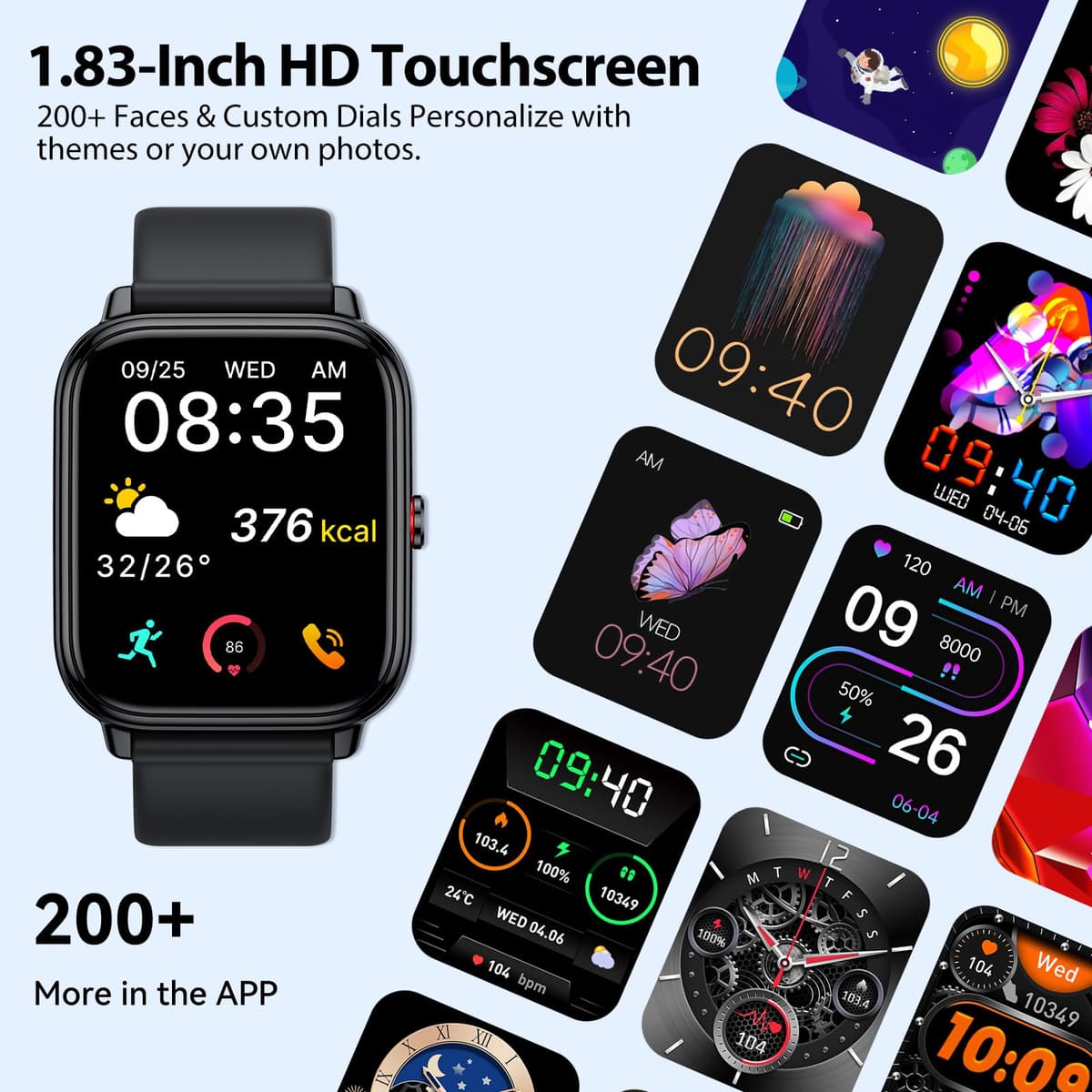 Smart Watch for Men Women, 2026 Smart Watch 20 Days Battery, Answer Dial Call Smartwatch 1.83" Fitness Trackers with Heart Rate/Sleep/Fitness Monitor IP68 Waterproof Activity Tracker for Android iOS — view 4