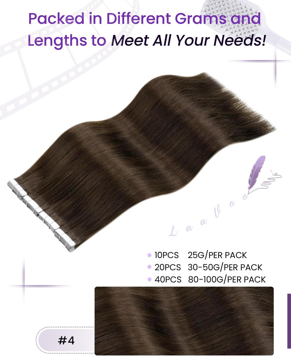 LaaVoo Tape in Hair Extensions Human Hair Blonde Tape Hair Extensions Real Human Hair Invisible Tapes Remy Straight Balayage Brown to Blonde Hair Double Sided Tabs 20pcs 50g 16 Inch #8/18/60 — view 126
