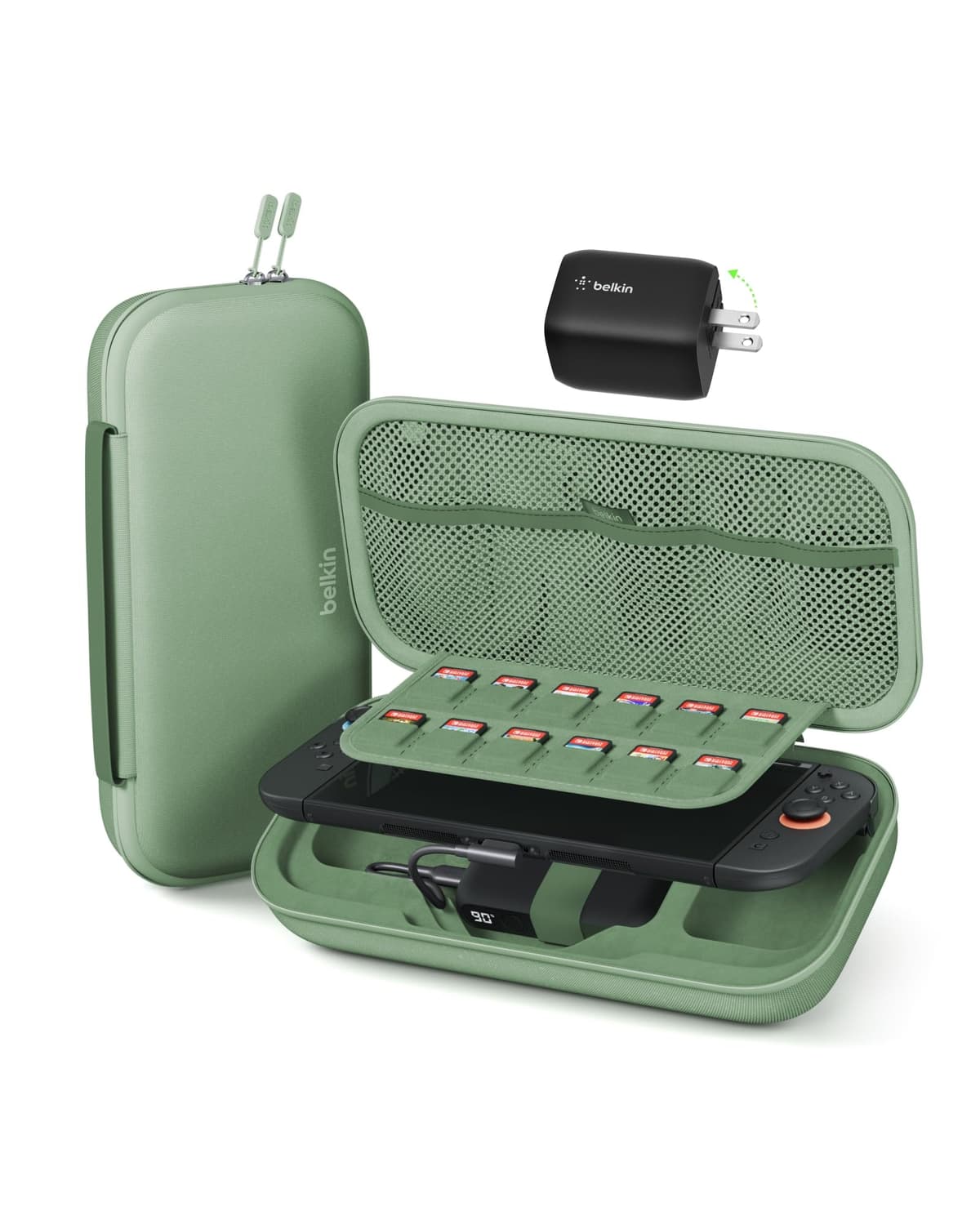 Belkin Gaming Charger Case (Charcoal) w/ 10,000mAh Power Bank + Anti-Reflective TemperedGlass Screen Protector Bundle for Nintendo Switch 2 - Travel Essentials w/AirTag Holder, Game Storage & More — view 9